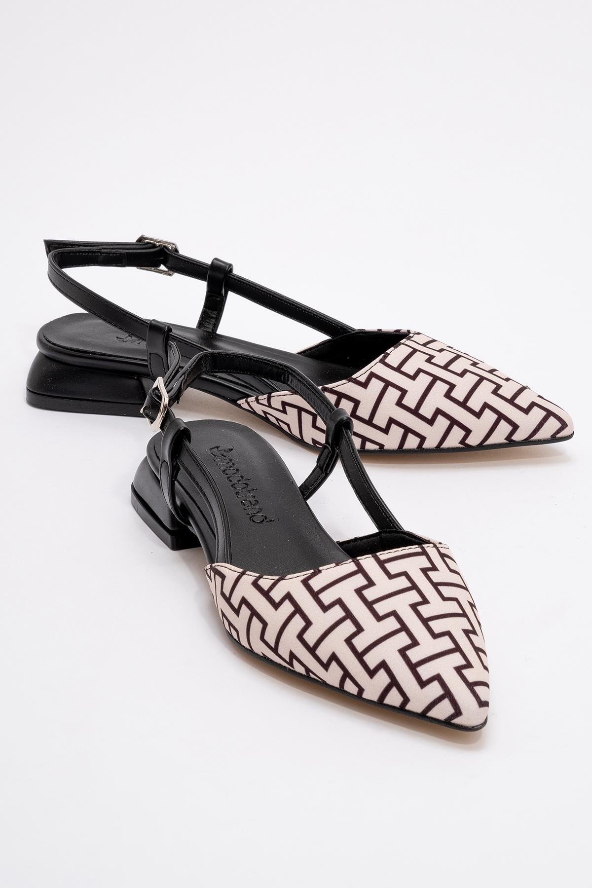 Kadın Düz Sandalet SİYAH EKOSE - Görsel 2