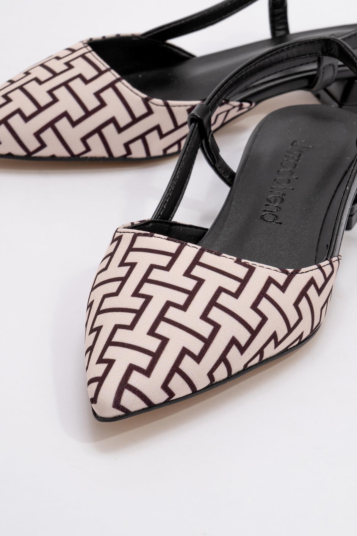 Kadın Düz Sandalet SİYAH EKOSE - Görsel 4