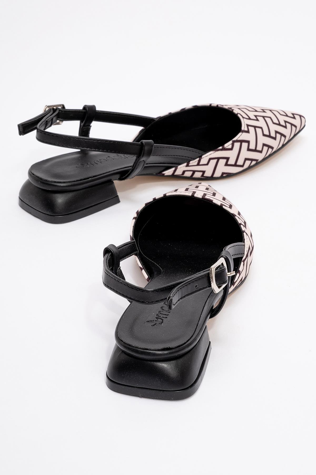 Kadın Düz Sandalet SİYAH EKOSE - Görsel 5