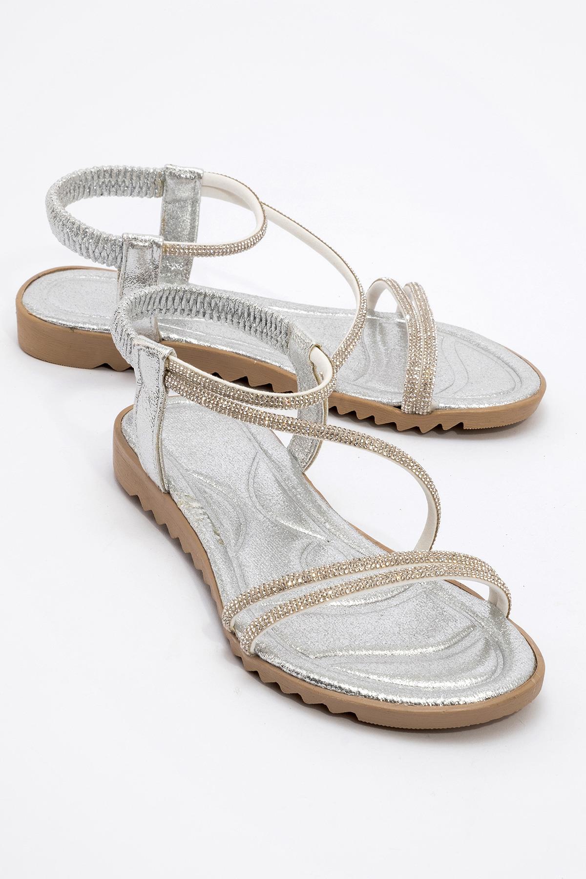 Kadın Çapraz Taşlı Sandalet GÜMÜŞ - Görsel 2