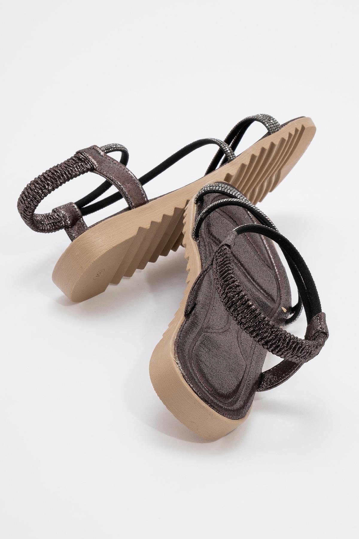 Kadın Çapraz Taşlı Sandalet PLATİN - Görsel 5