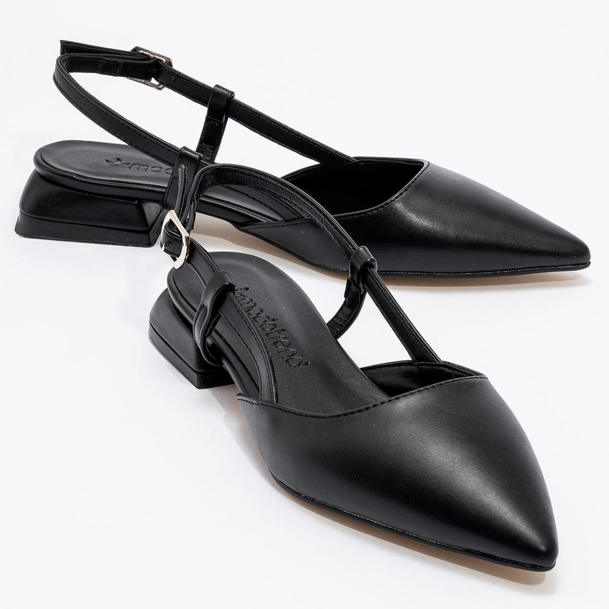 CcwayKadın Düz Sandalet SİYAH CİLT