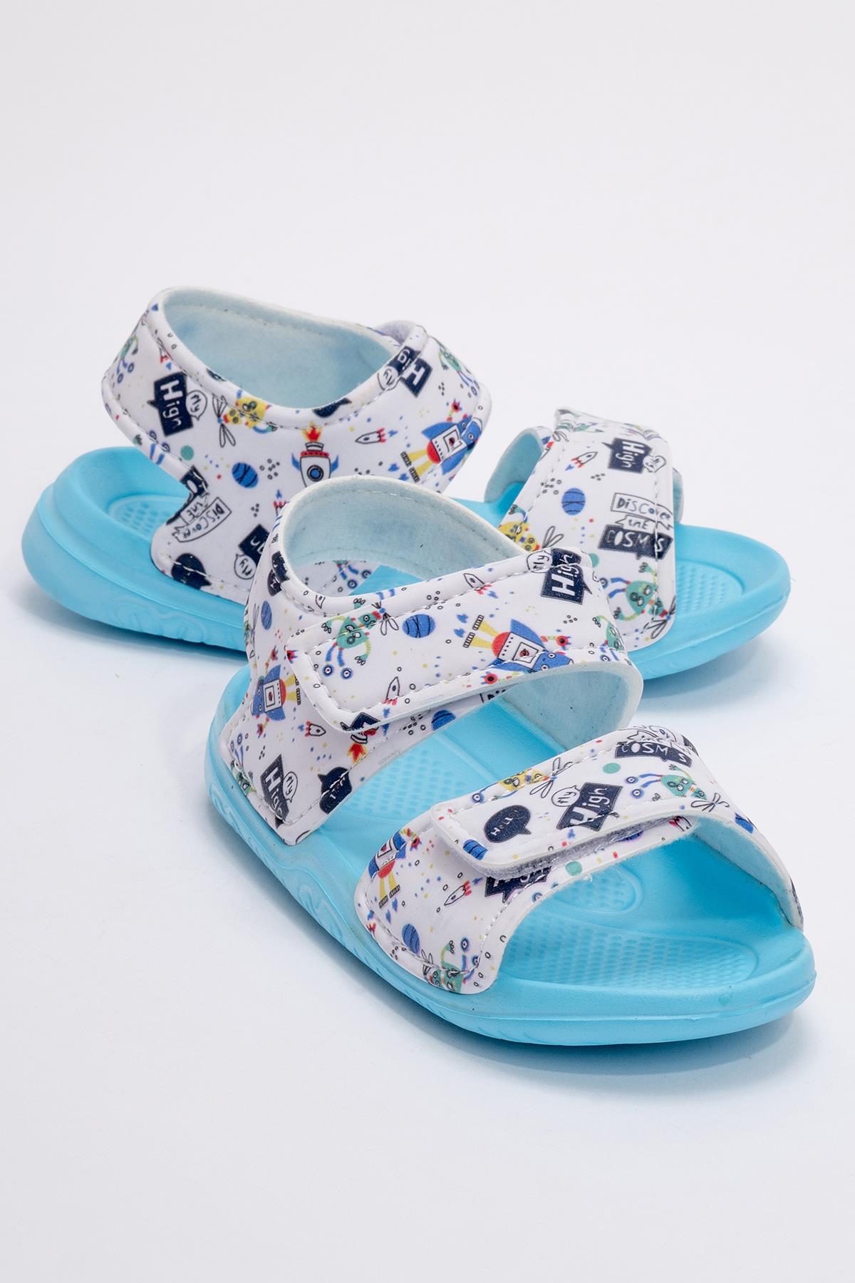 Çocuk Cırtlı Sandalet 30-35 TURKUAZ MAVİ - Görsel 2