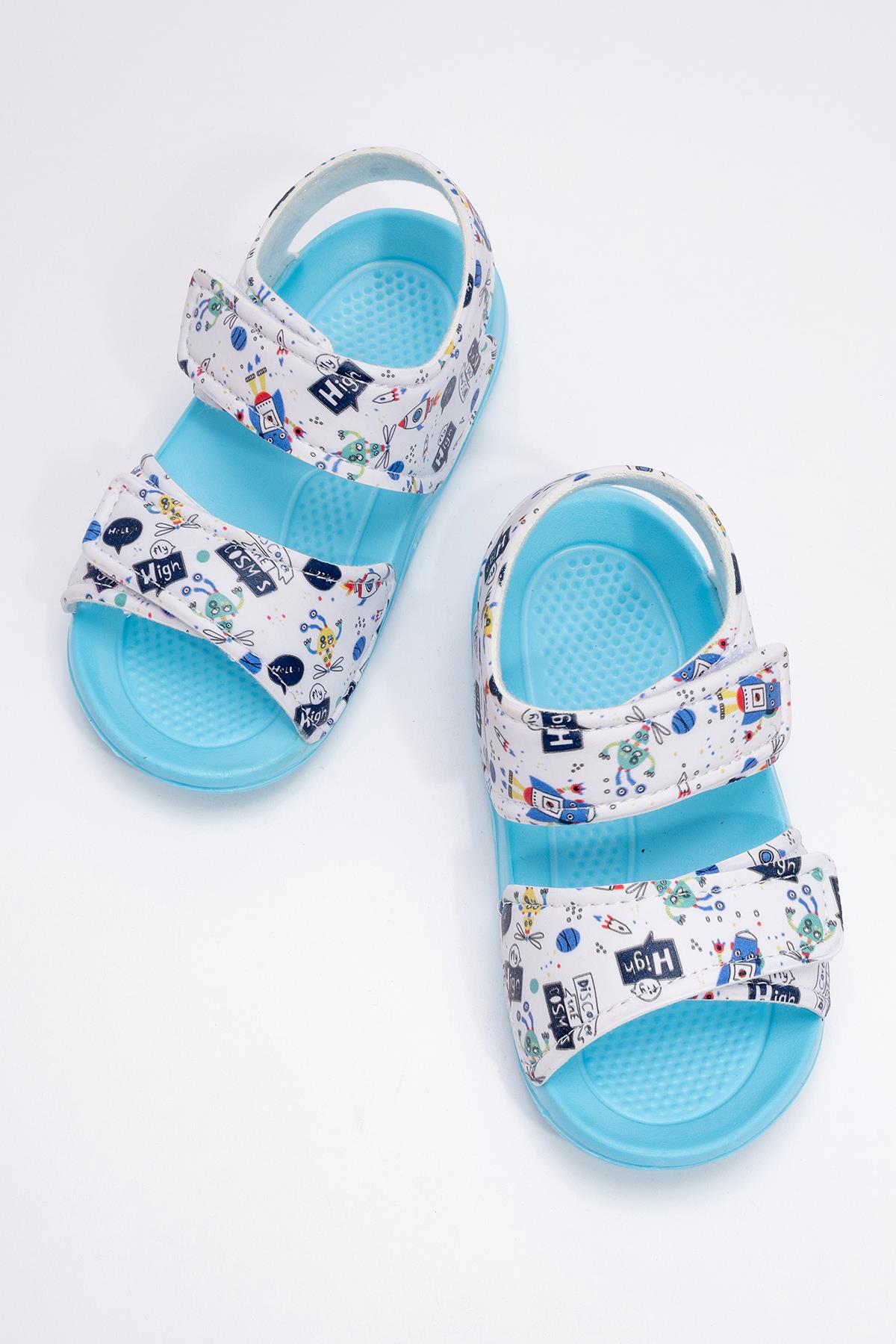 Çocuk Cırtlı Sandalet 30-35 TURKUAZ MAVİ - Görsel 4