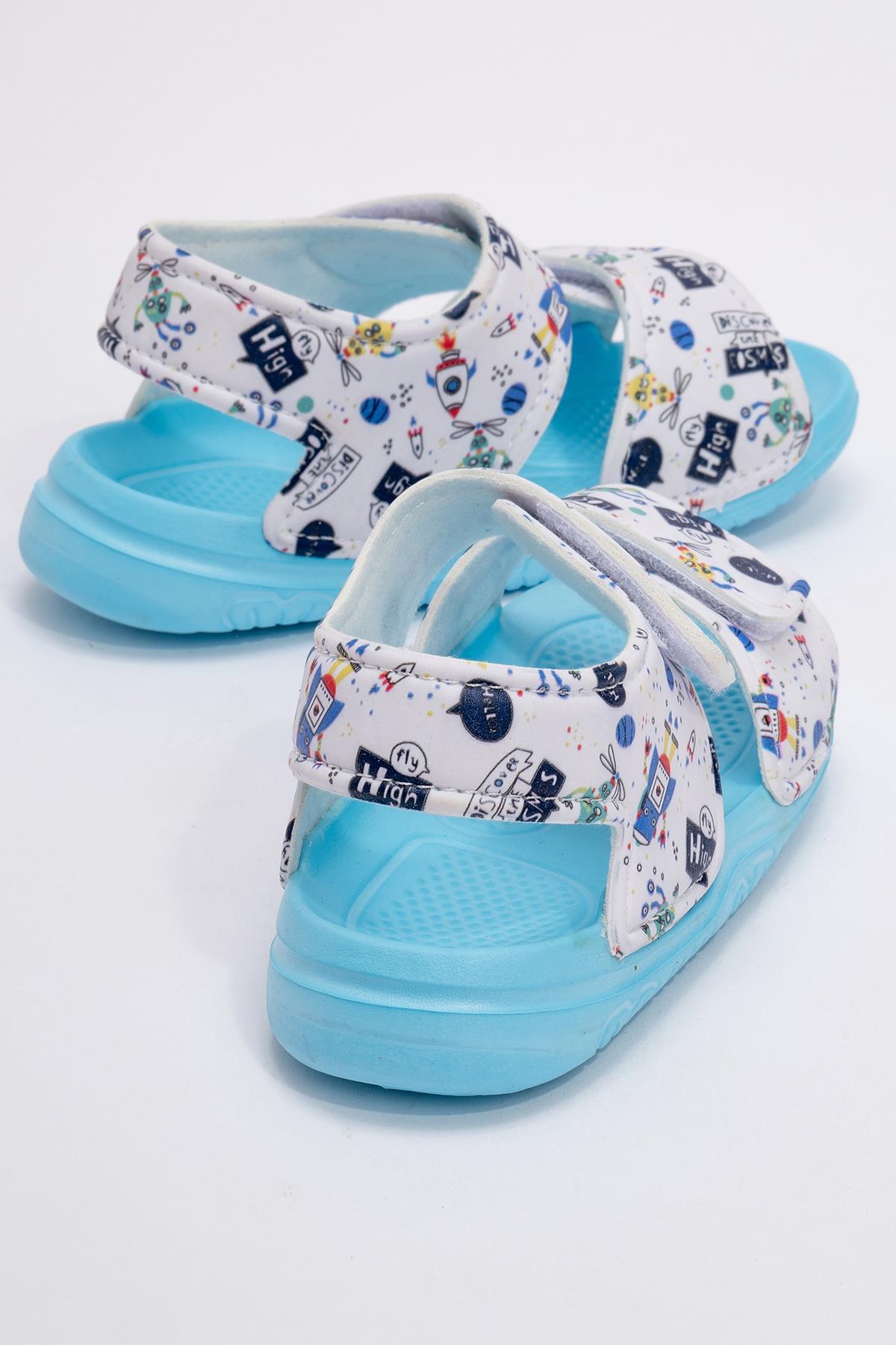 Çocuk Cırtlı Sandalet 30-35 TURKUAZ MAVİ - Görsel 5