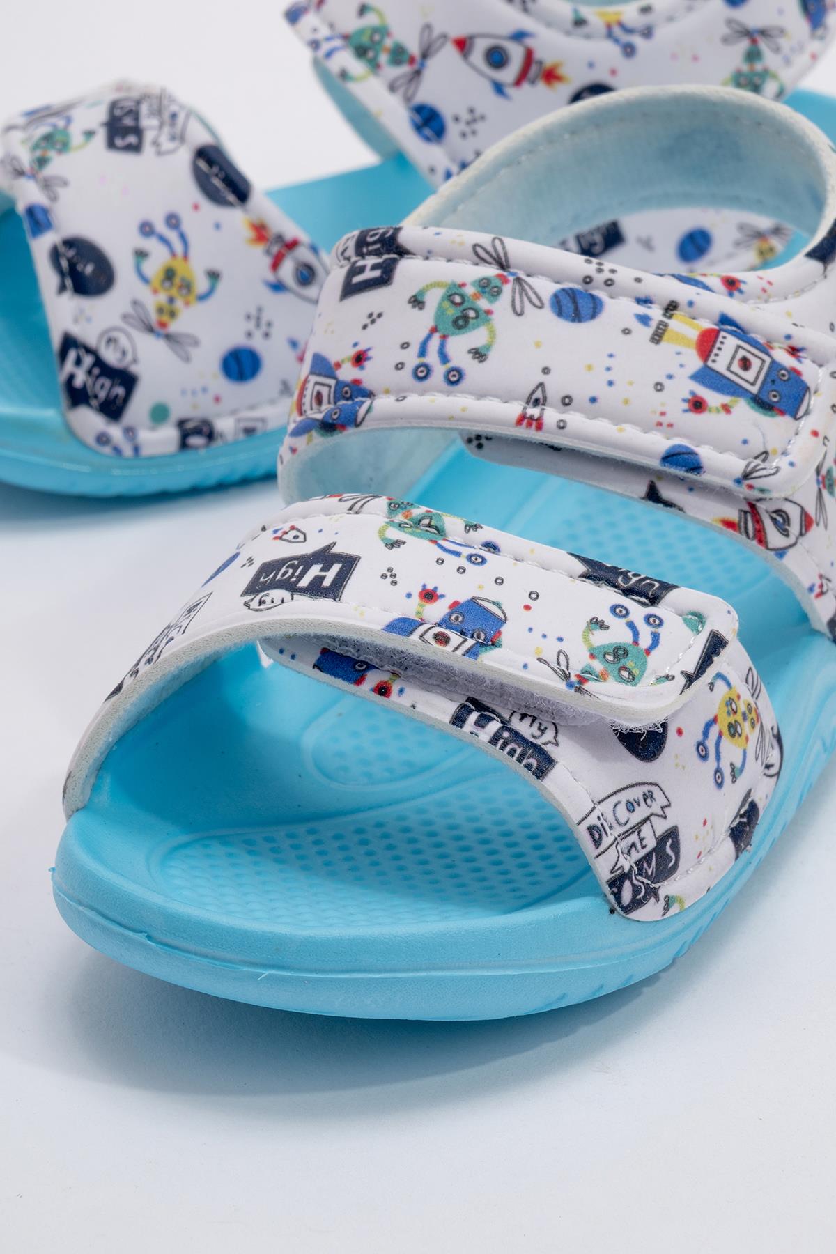 Çocuk Cırtlı Sandalet 30-35 TURKUAZ MAVİ - Görsel 6