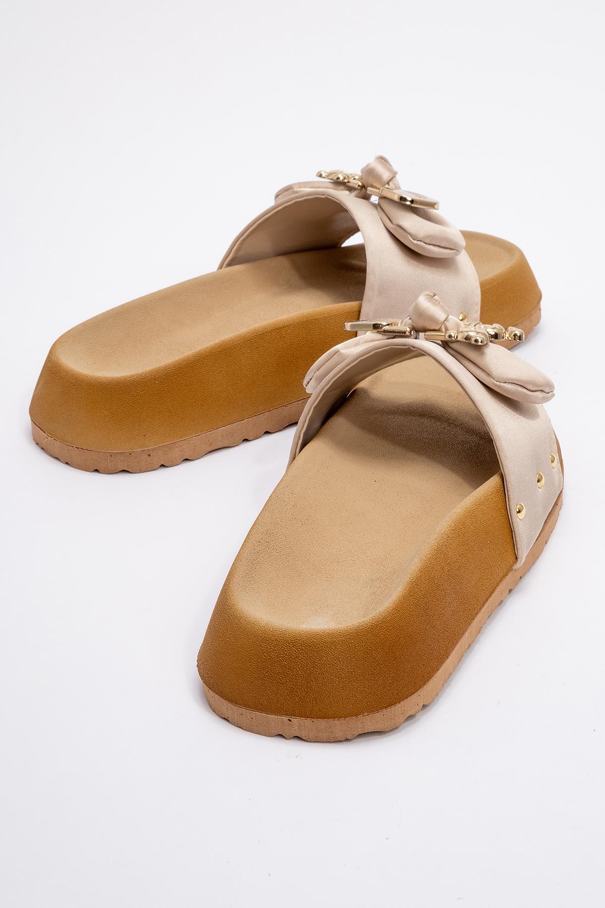 Kadın Ayıcık Tokalı Papyonlu Terlik BEJ - Görsel 5