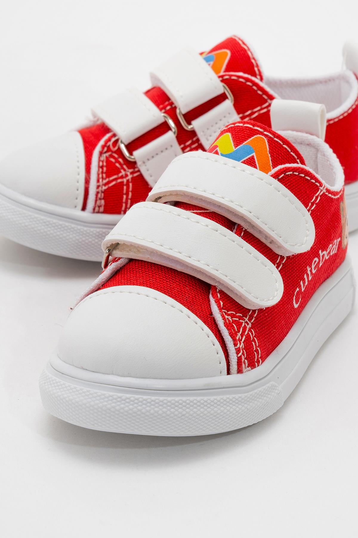 Çocuk Çift Cırtlı Convers KIRMIZI - Görsel 4