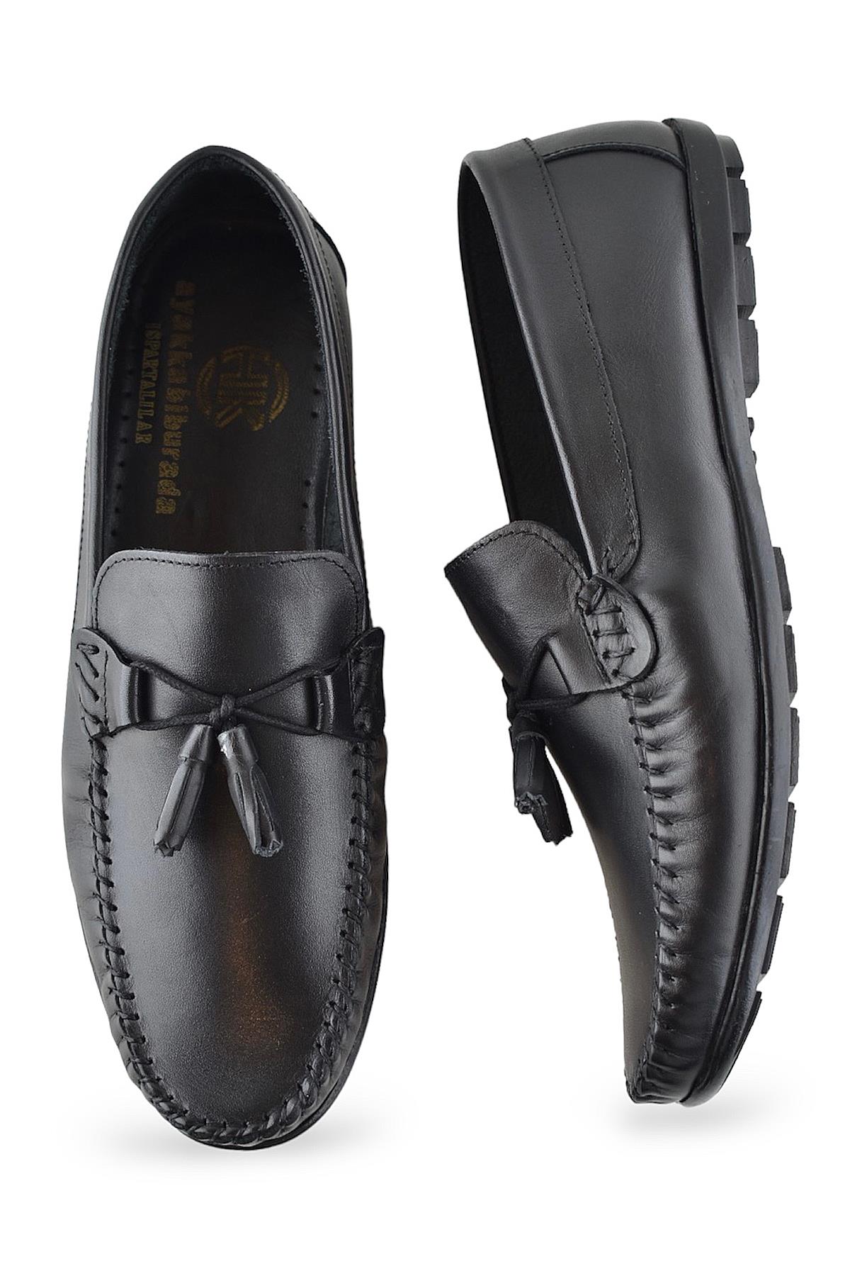 3287 Esnek Rahat Taban Lacivert Hakiki Deri Erkek Ayakkabı Yazlık Casual Laofer Erkek Ayakkabı - Görsel 4