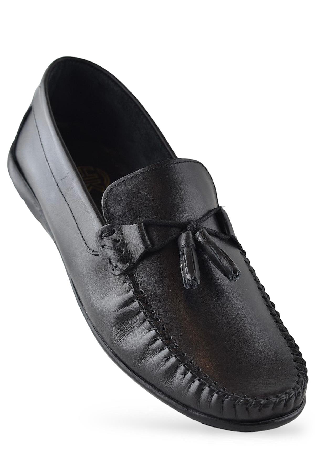 3287 Esnek Rahat Taban Lacivert Hakiki Deri Erkek Ayakkabı Yazlık Casual Laofer Erkek Ayakkabı - Görsel 5