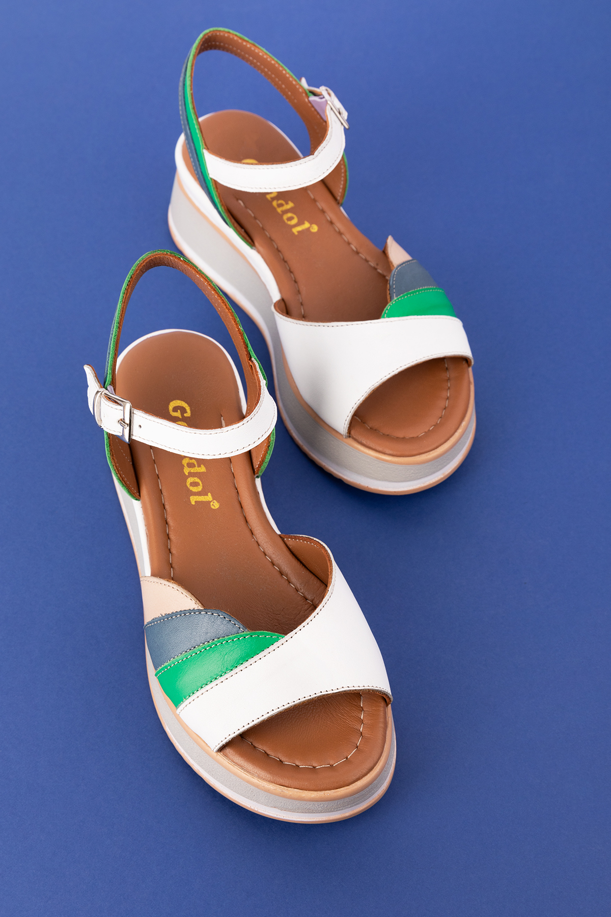 Gondol Kadın Hakiki Deri Platform Tabanlı Sandalet mlk.5355 - Görsel 5