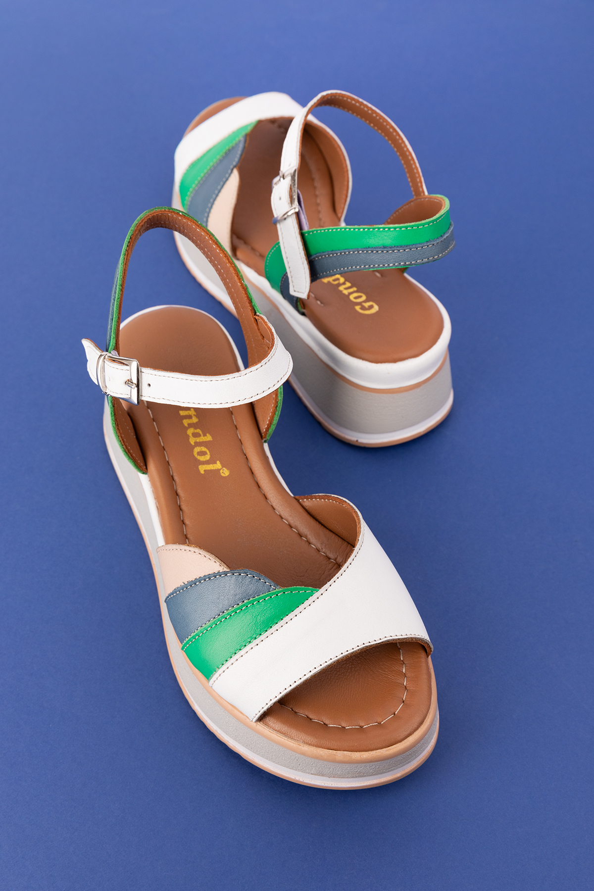 Gondol Kadın Hakiki Deri Platform Tabanlı Sandalet mlk.5355 - Görsel 8