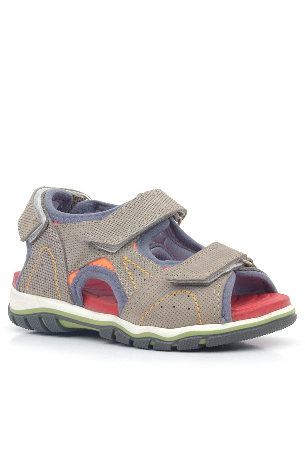Hakiki Deri Kum Rengi Cırtlı Erkek Çocuk Sandalet - Görsel 2