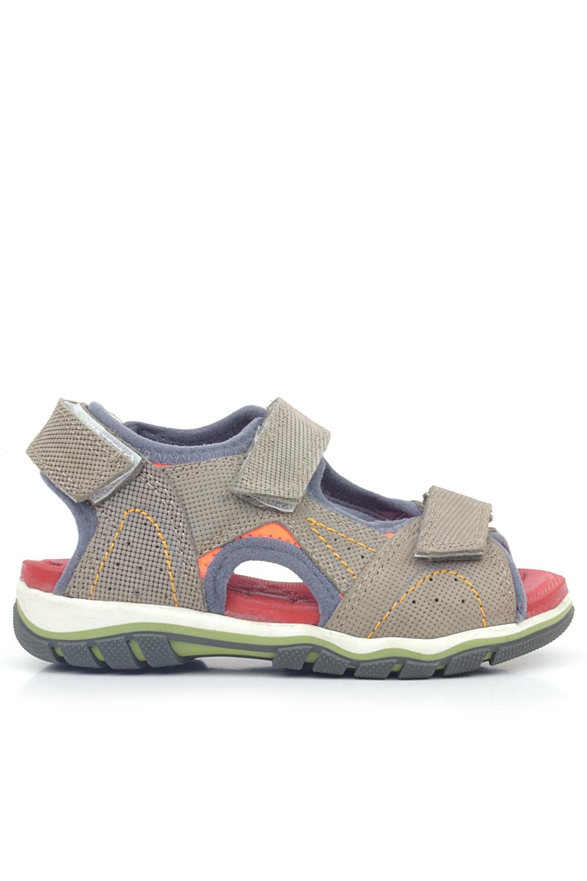 Hakiki Deri Kum Rengi Cırtlı Erkek Çocuk Sandalet - Görsel 3