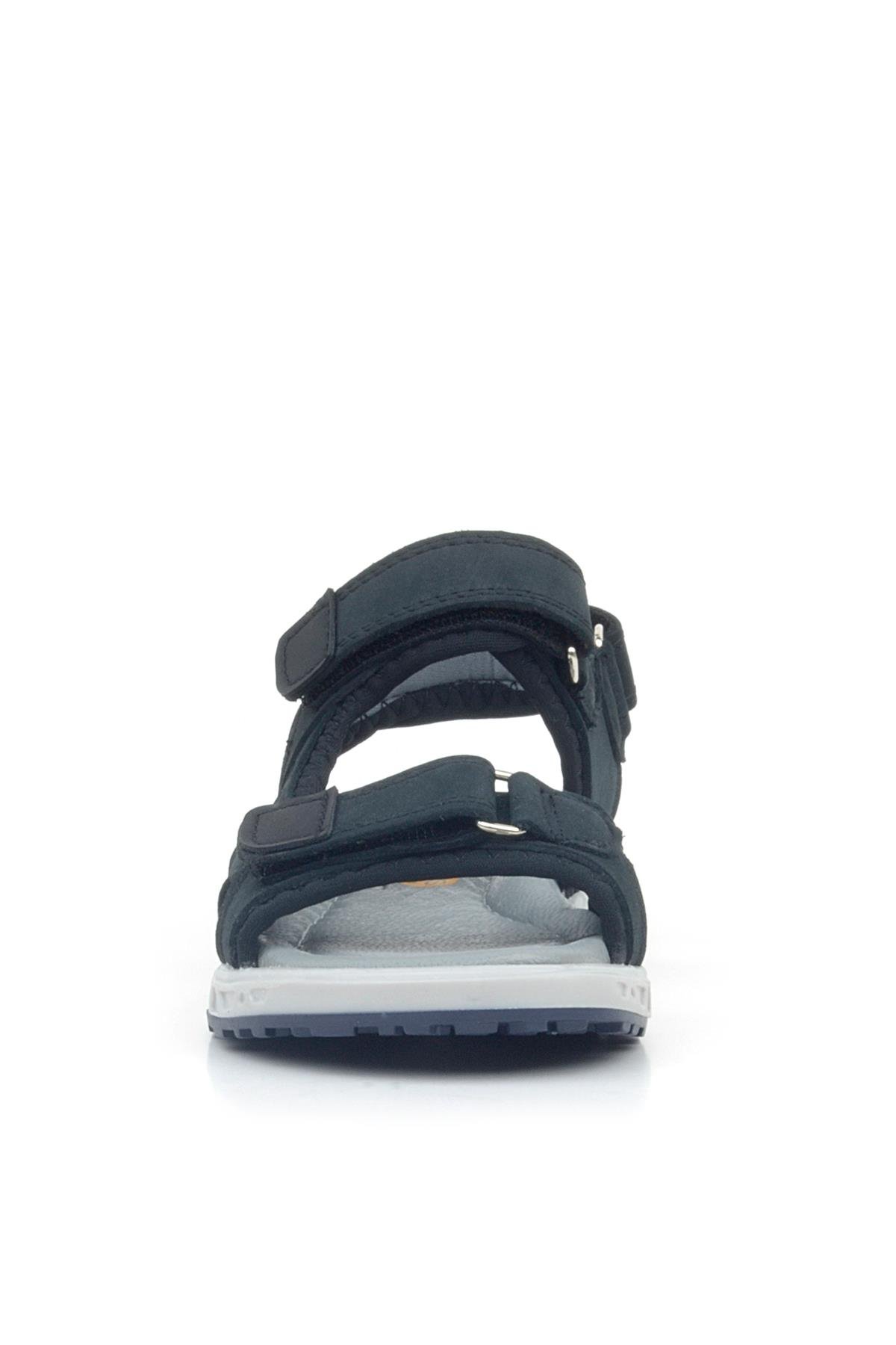 Hakiki Deri Siyah Nubuk Cırtlı Çocuk Sandalet Ayakkabı - Görsel 4