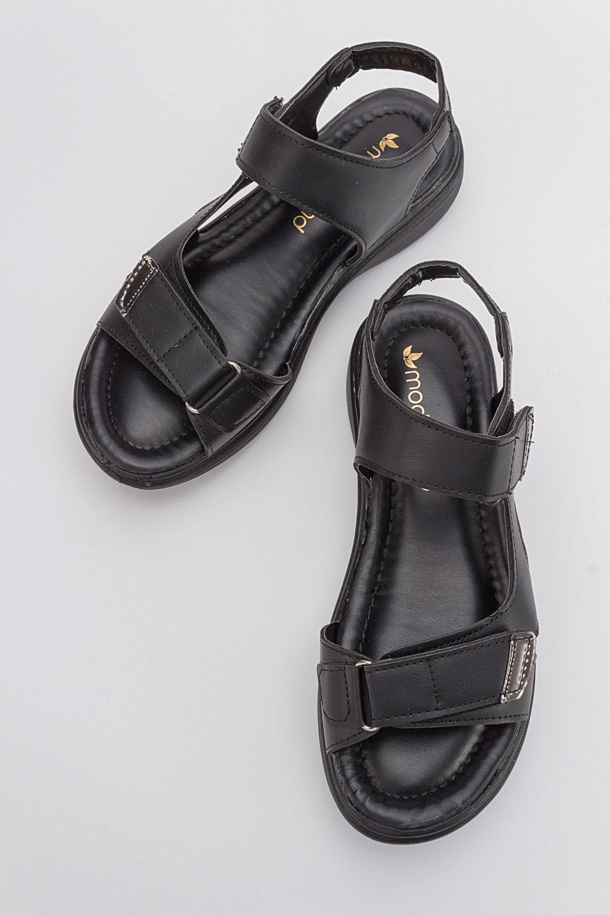 2 Cırtlı Kadın Sandalet SİYAH SİYAH - Görsel 6