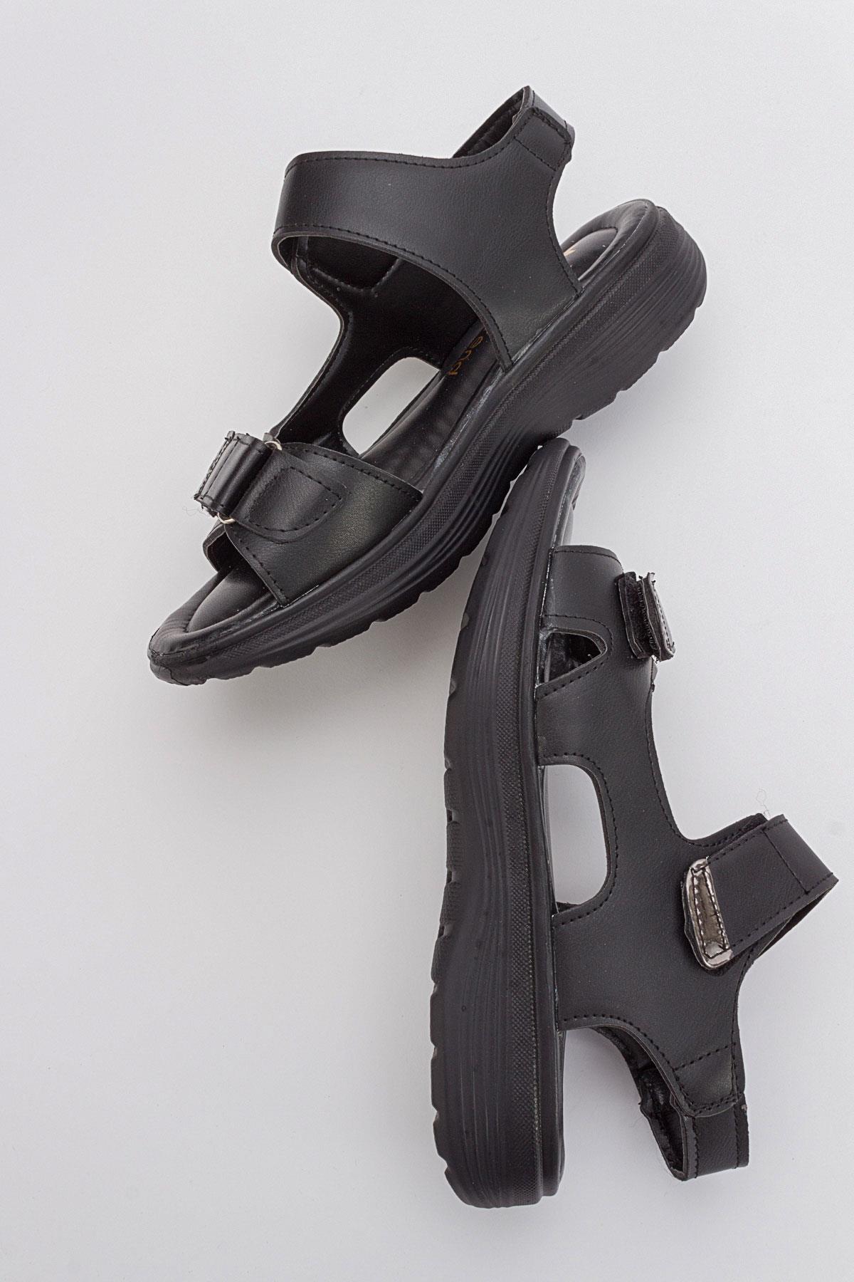 2 Cırtlı Kadın Sandalet SİYAH SİYAH - Görsel 7