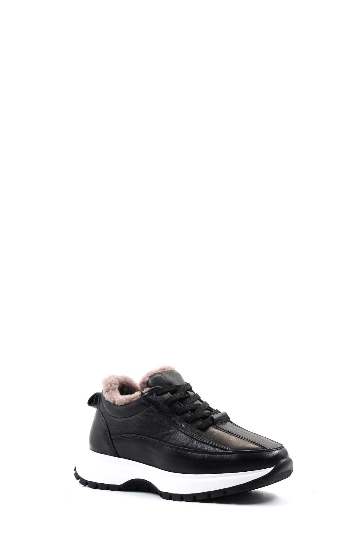 Hakiki Deri Kürklü Kadın Casual Ayakkabı 136KZA502-1 - Görsel 4