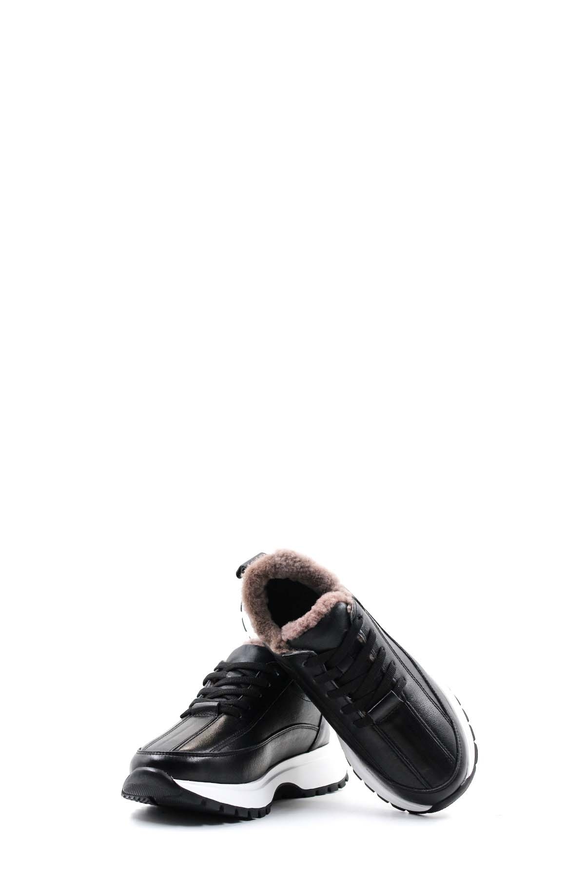 Hakiki Deri Kürklü Kadın Casual Ayakkabı 136KZA502-1 - Görsel 6