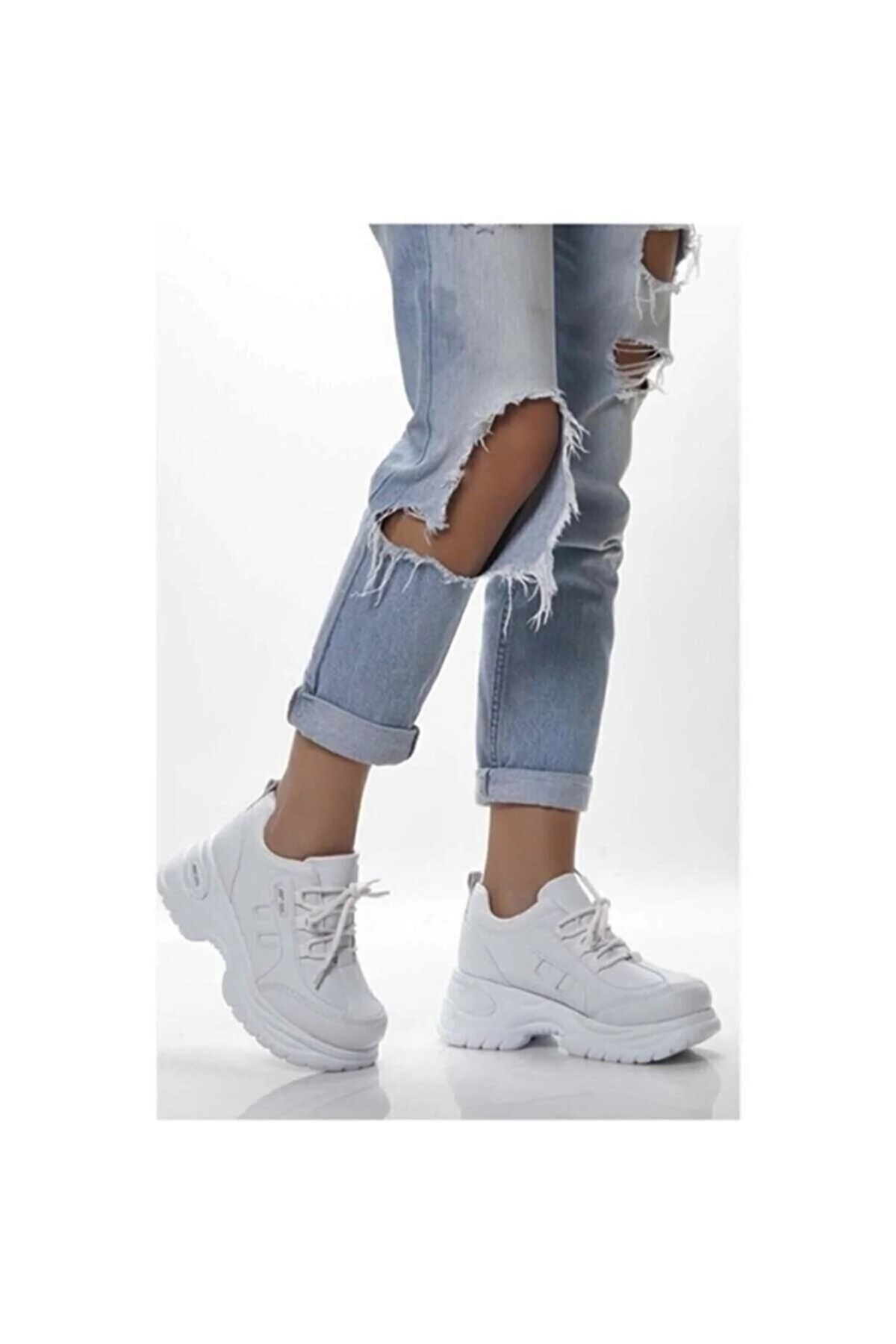 305 Beyaz Orijinal Ürün Kalın Taban Kadın Yürüyüş Ayakkabısı - Görsel 3