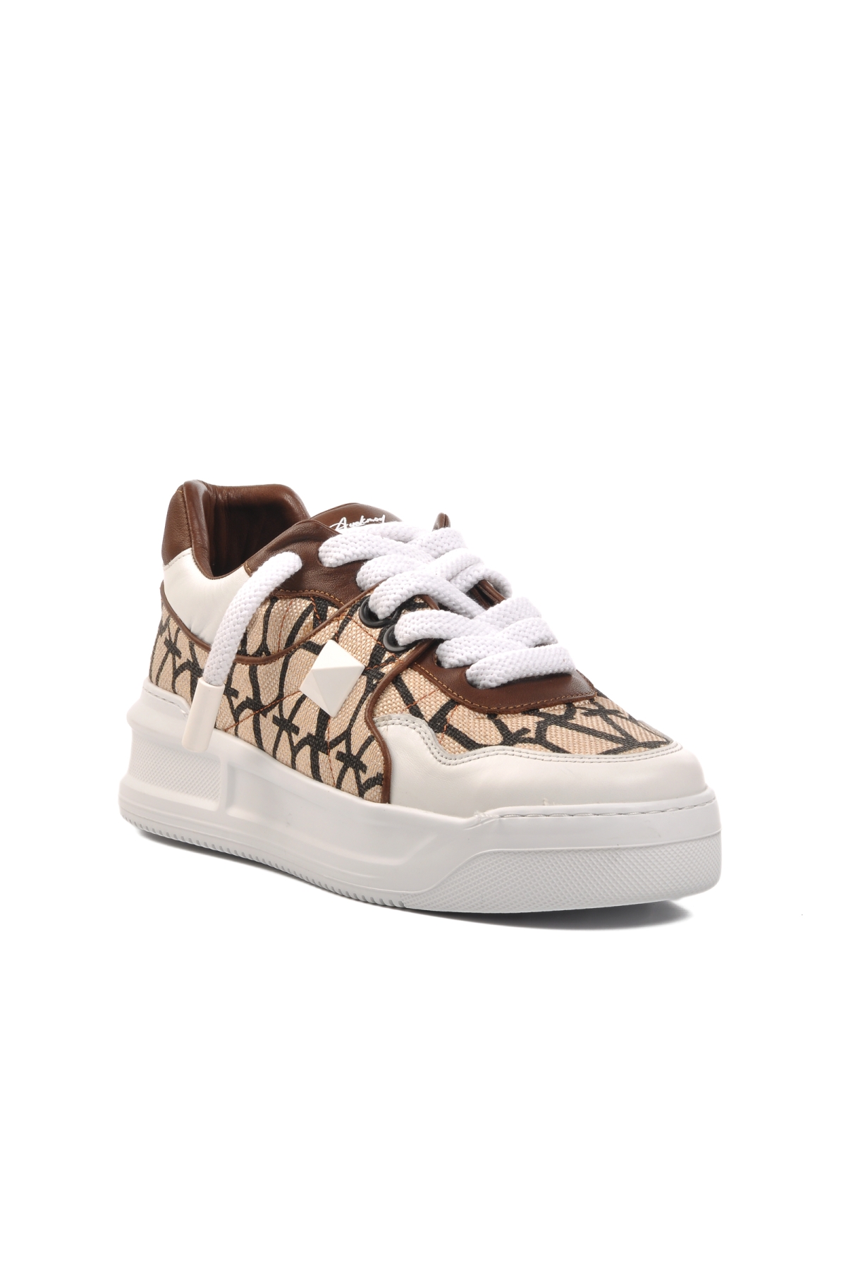 Premium 1306 Kahve-Beyaz Hakiki Deri Erkek Sneaker - Görsel 4