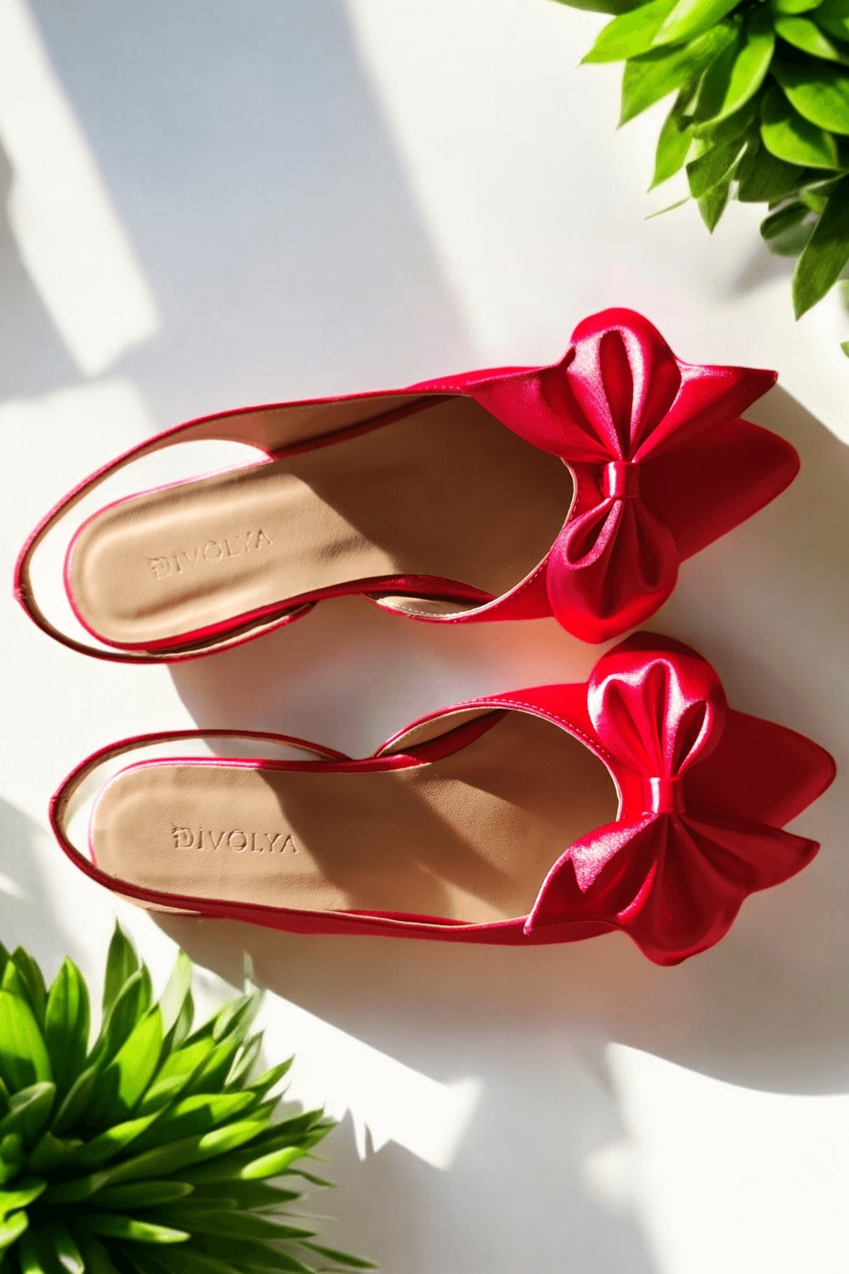 Vina Fuşya Fiyonklu Saten (2 cm Topuklu) Bilekten Bantlı Sivri Burun Günlük Babet - Görsel 4