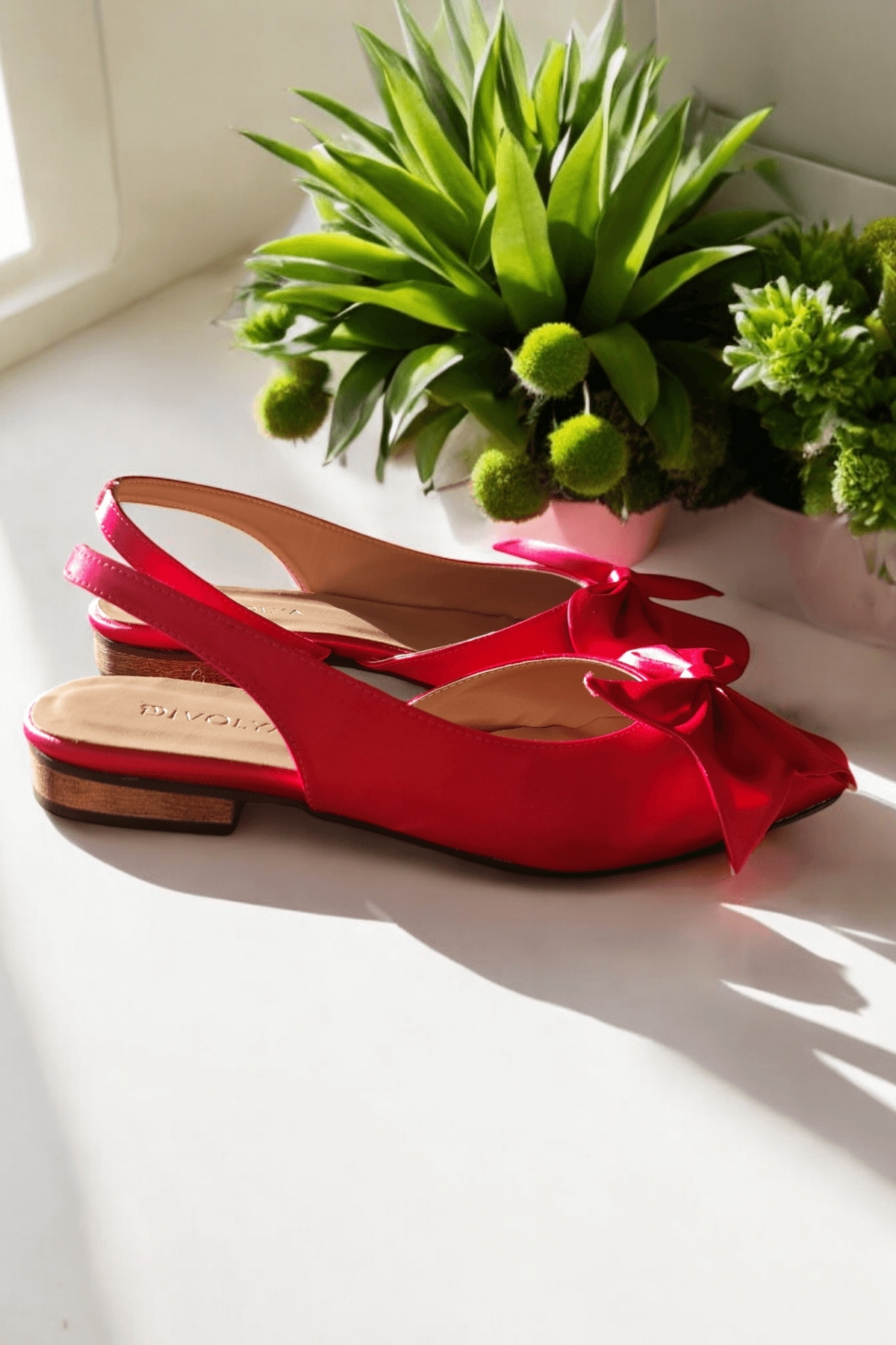 Vina Fuşya Fiyonklu Saten (2 cm Topuklu) Bilekten Bantlı Sivri Burun Günlük Babet - Görsel 6