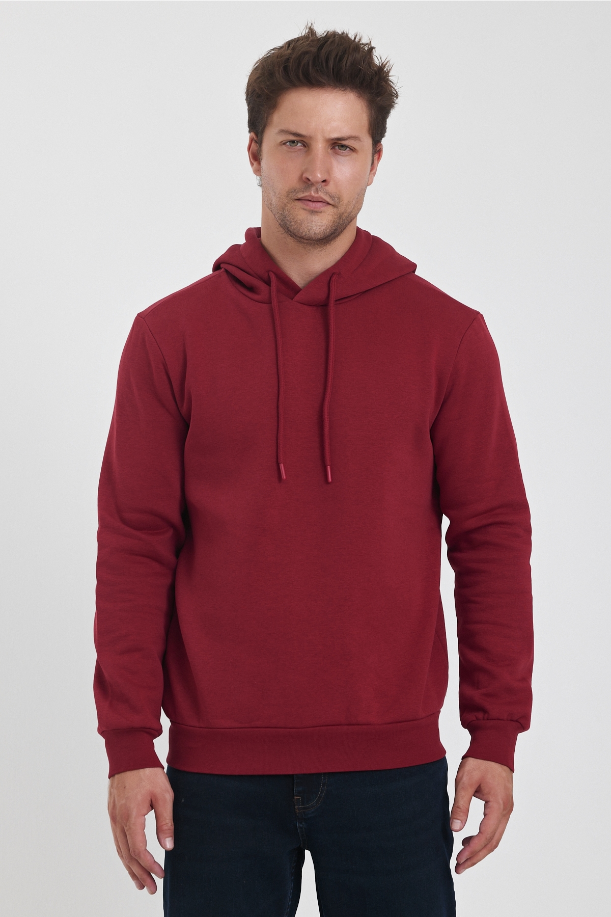 3 İp Şardonlu Kapuşonlu Cepsiz Sweatshirt RD24KE054902