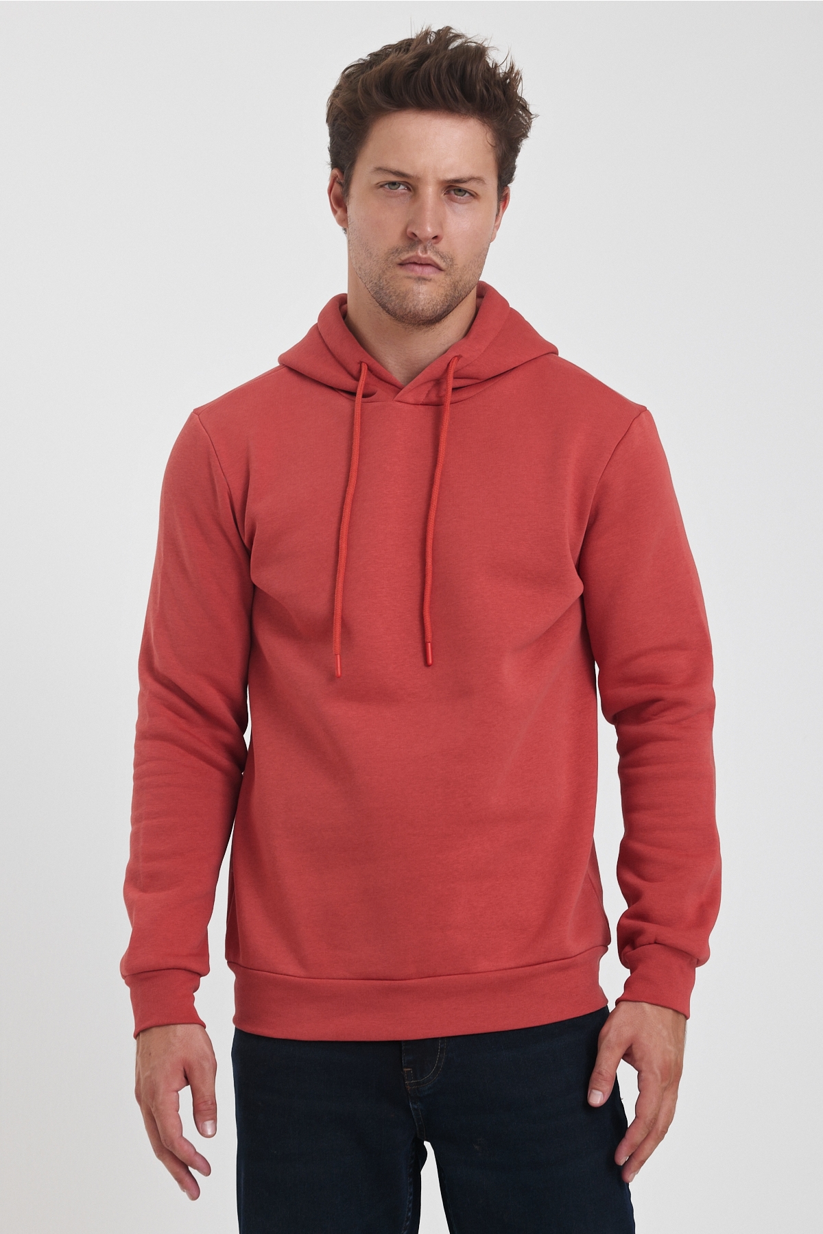 3 İp Şardonlu Kapuşonlu Cepsiz Sweatshirt RD24KE054902