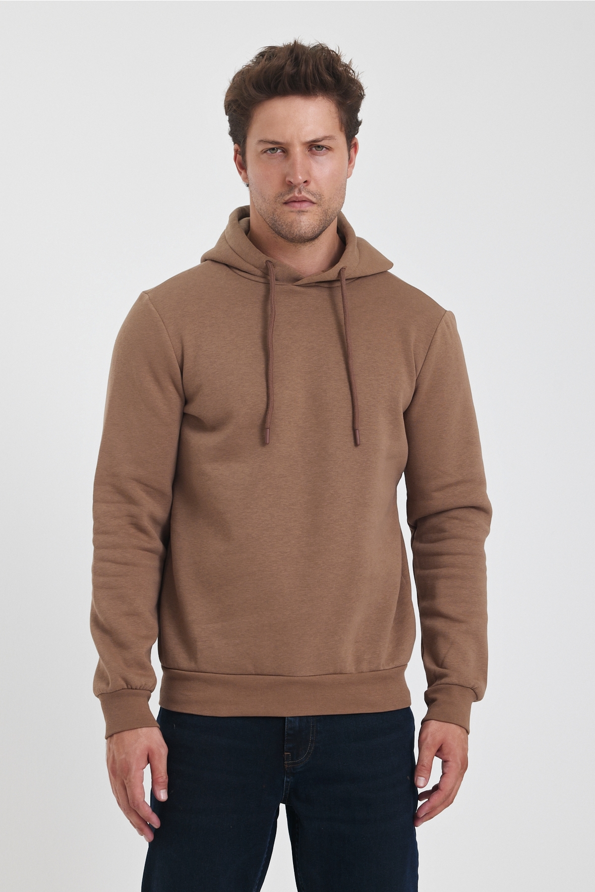 3 İp Şardonlu Kapuşonlu Cepsiz Sweatshirt RD24KE054902