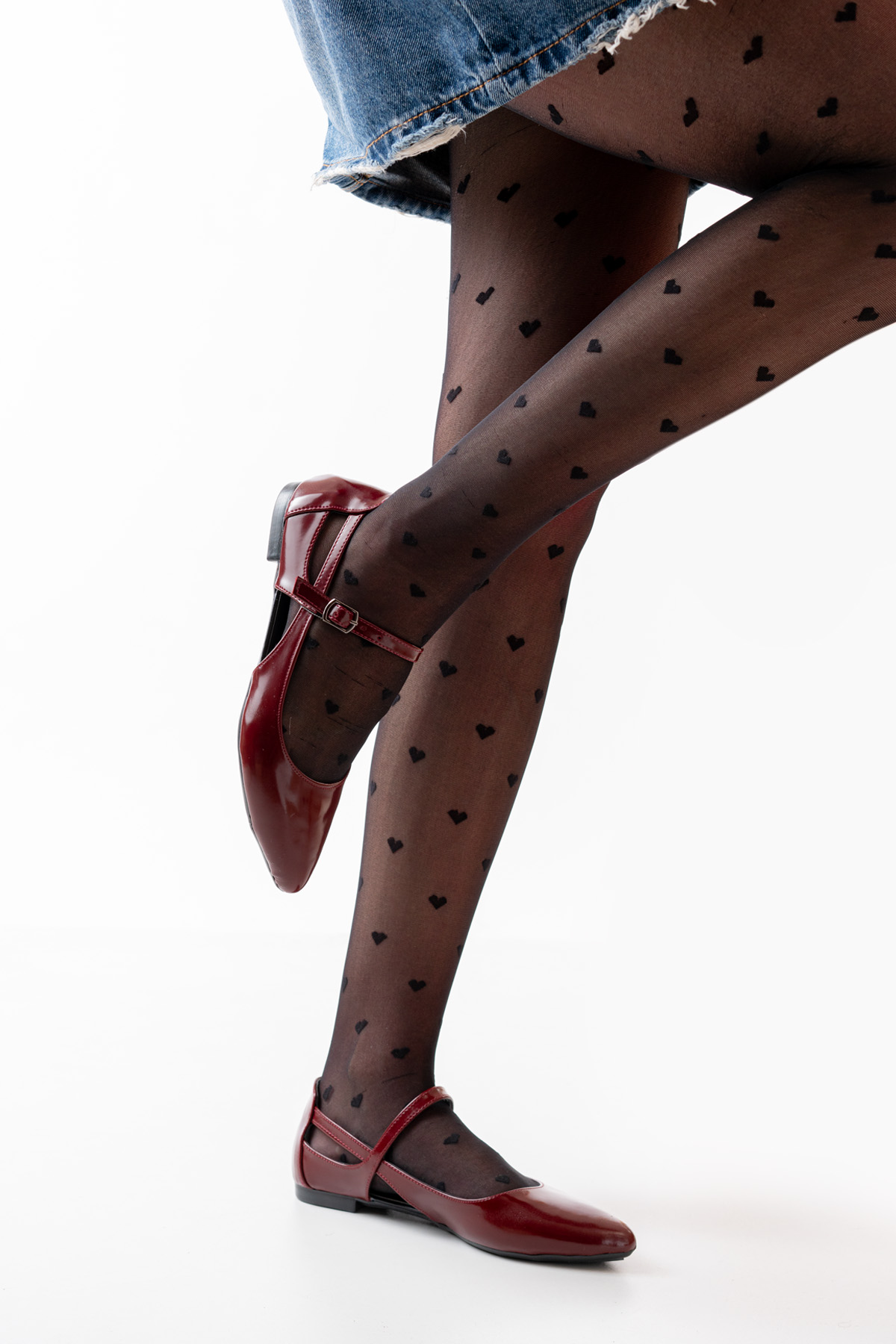 Kadın Yazlık Rahat Baretli Sivri Burun Babet Ayakkabı .2024.052 BORDO - Görsel 4