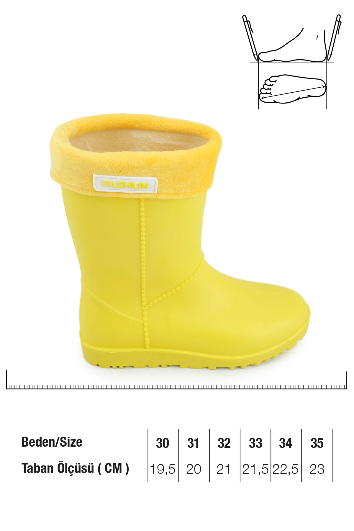 Gezer Gezer Sarı Kışlık Kız Çocuk Yağmur Çizme Bot | Flo Sarı - 3. görsel