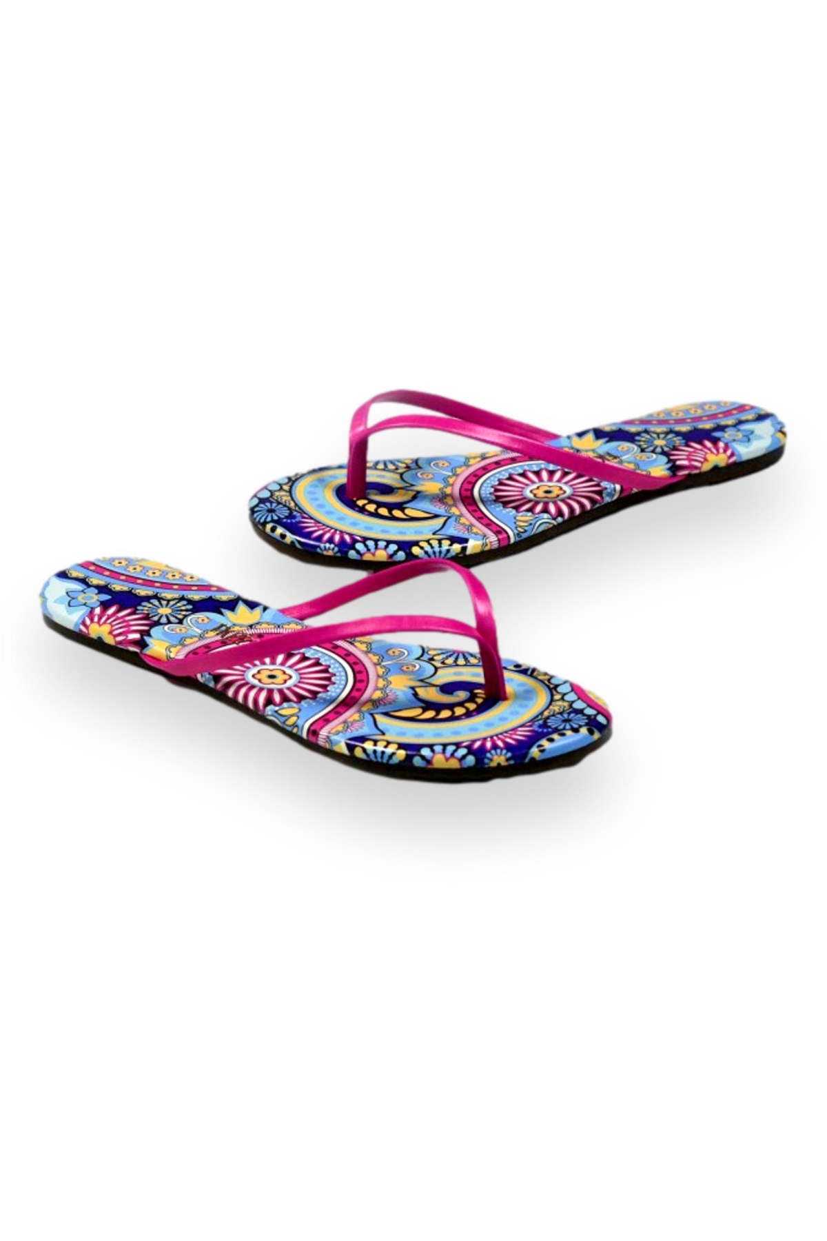Tk-2209 Klasik Desenli Parmak Arası Çok Renkli Kadın Terlik - Görsel 3