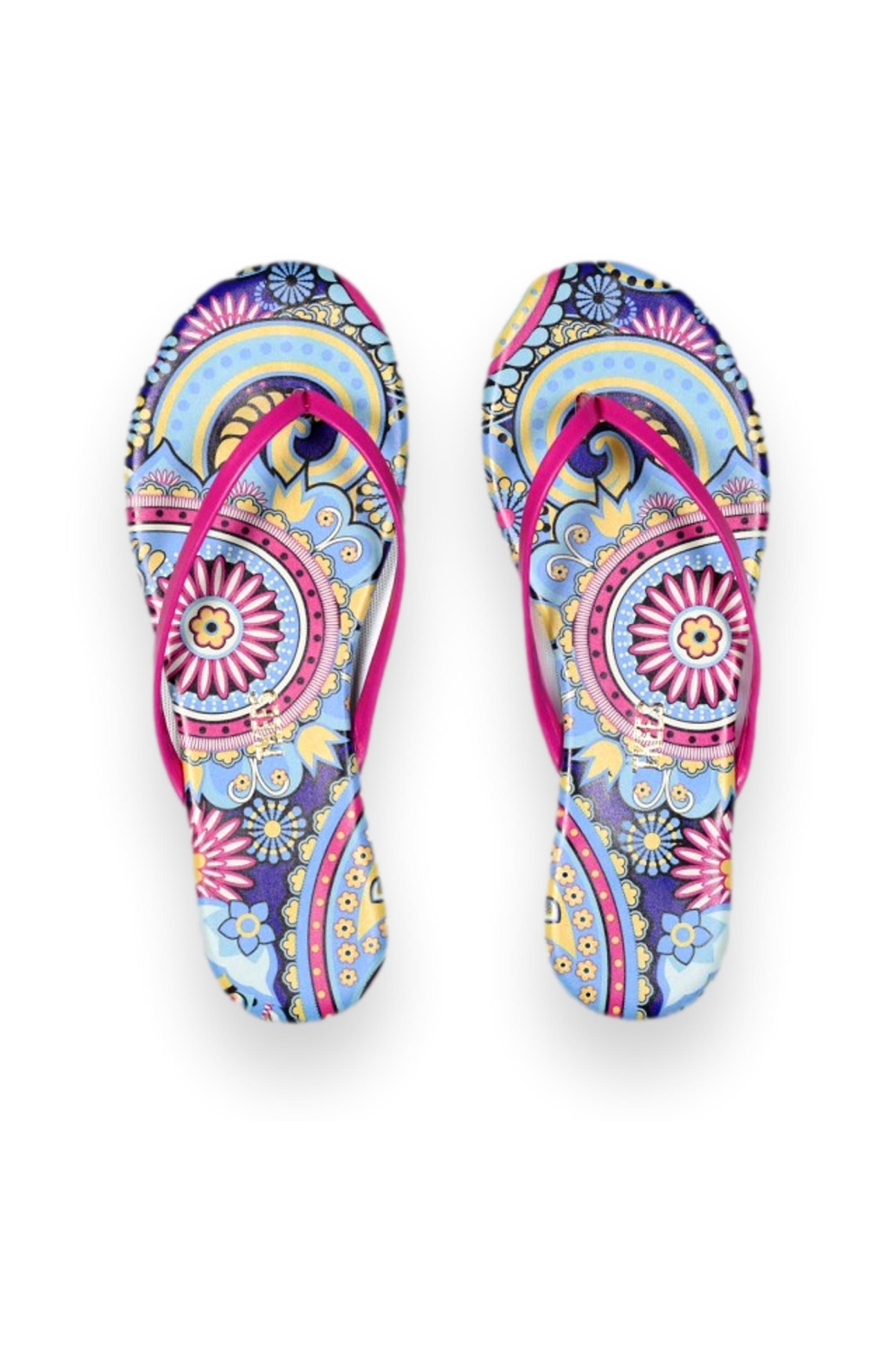 Tk-2209 Klasik Desenli Parmak Arası Çok Renkli Kadın Terlik - Görsel 4