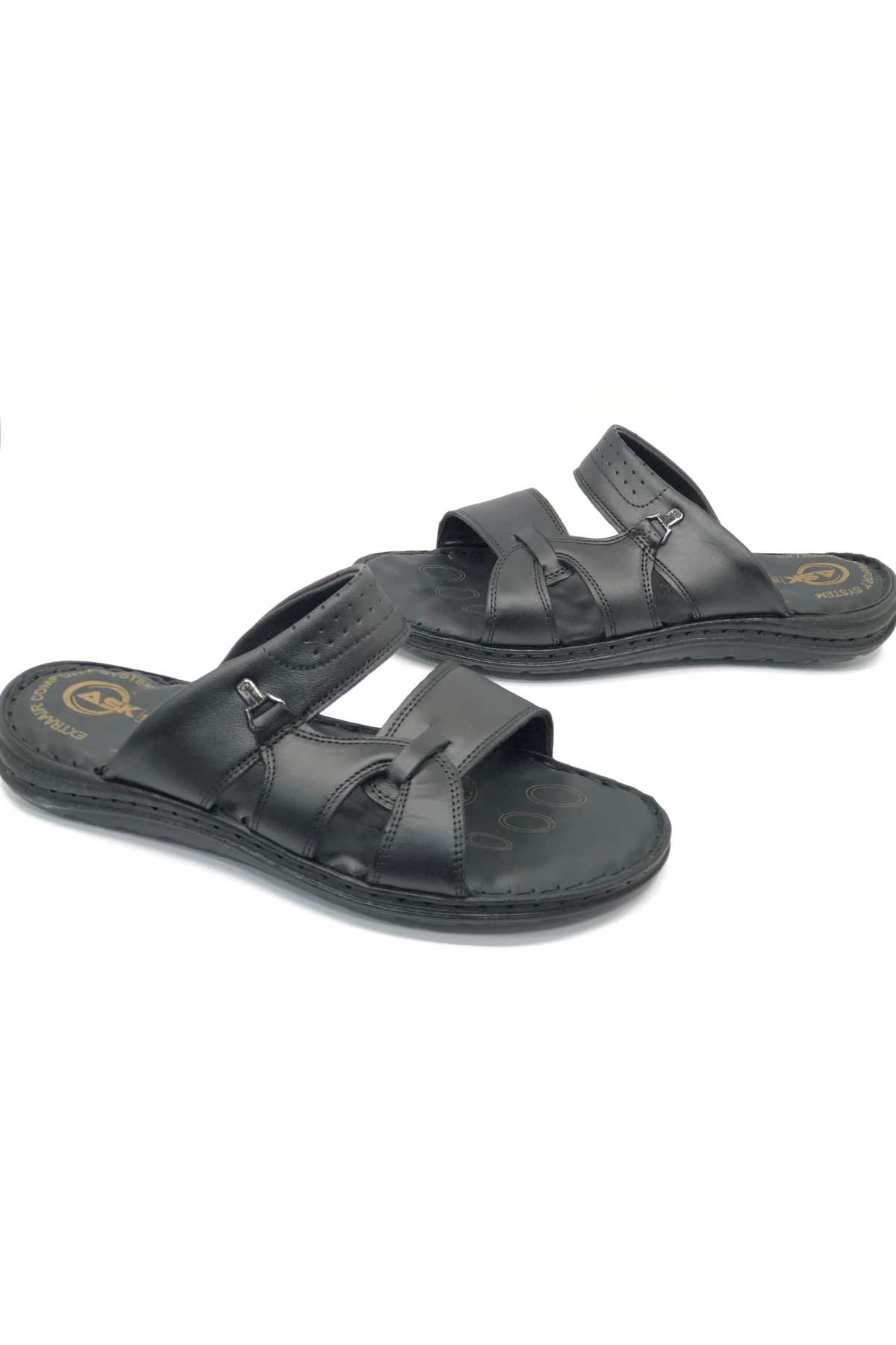 1921-1 %100 Hakiki Deri Erkek Full Ortapedik Terlik - Görsel 3