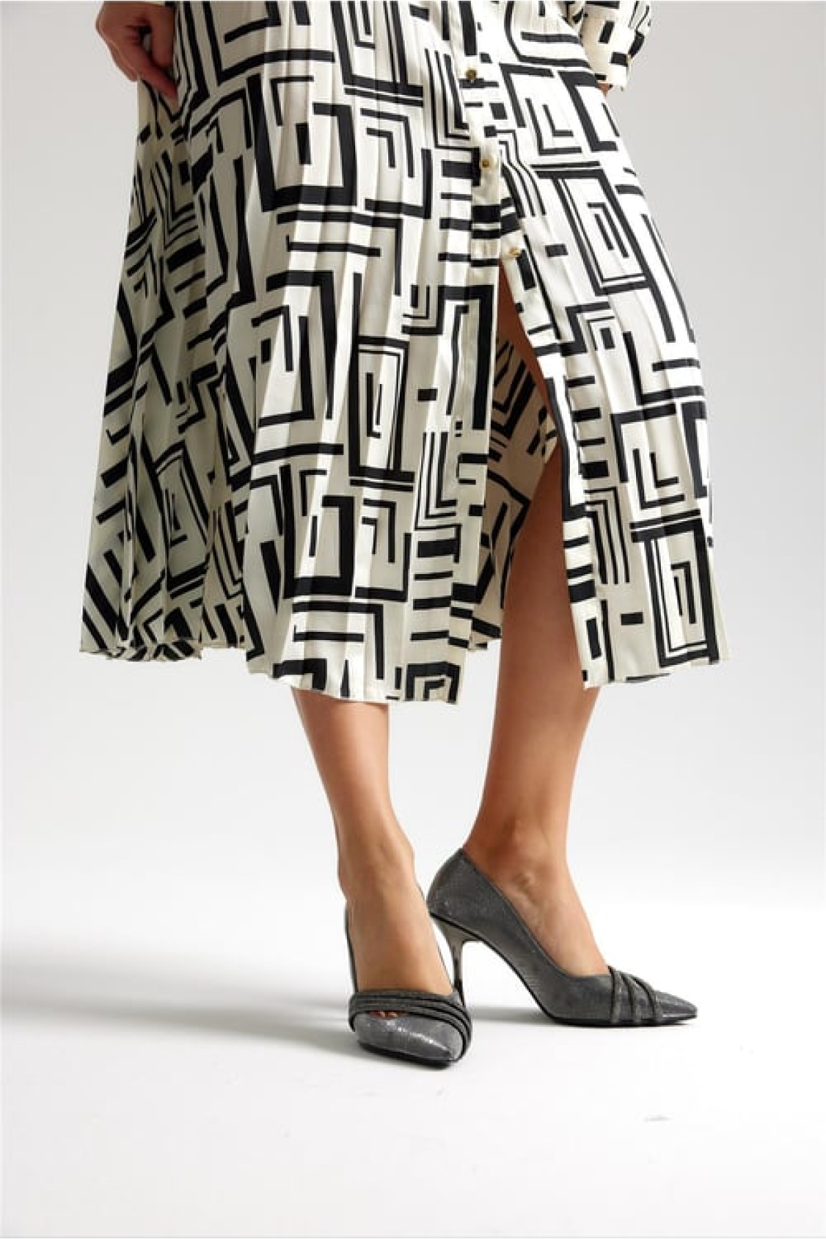 Üç Şerit Taş Detaylı Saten Stiletto Abiye Kadın Topuklu Ayakkabı - Görsel 7