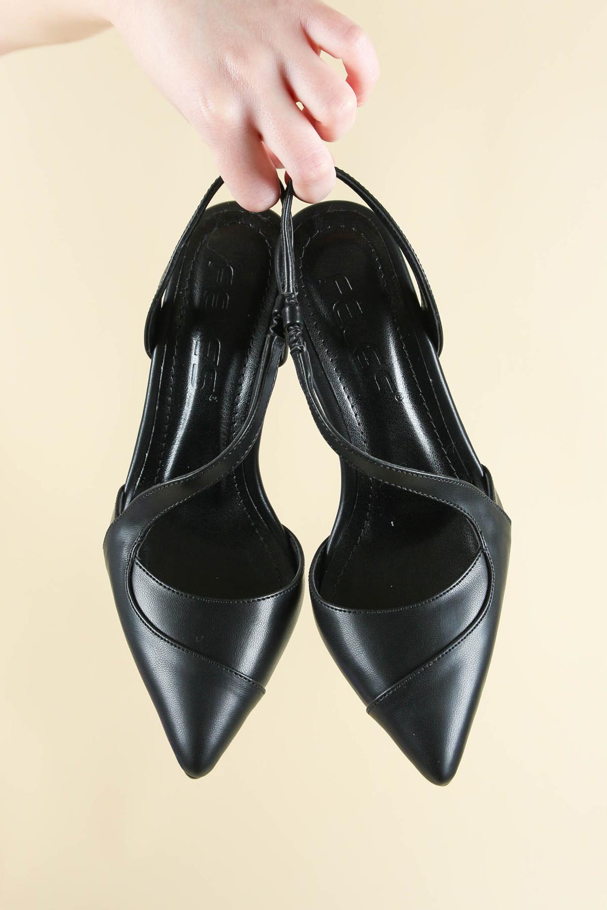 Çift Parçalı Arkası Açık Stiletto Kadın Topuklu Ayakkabı - Görsel 3