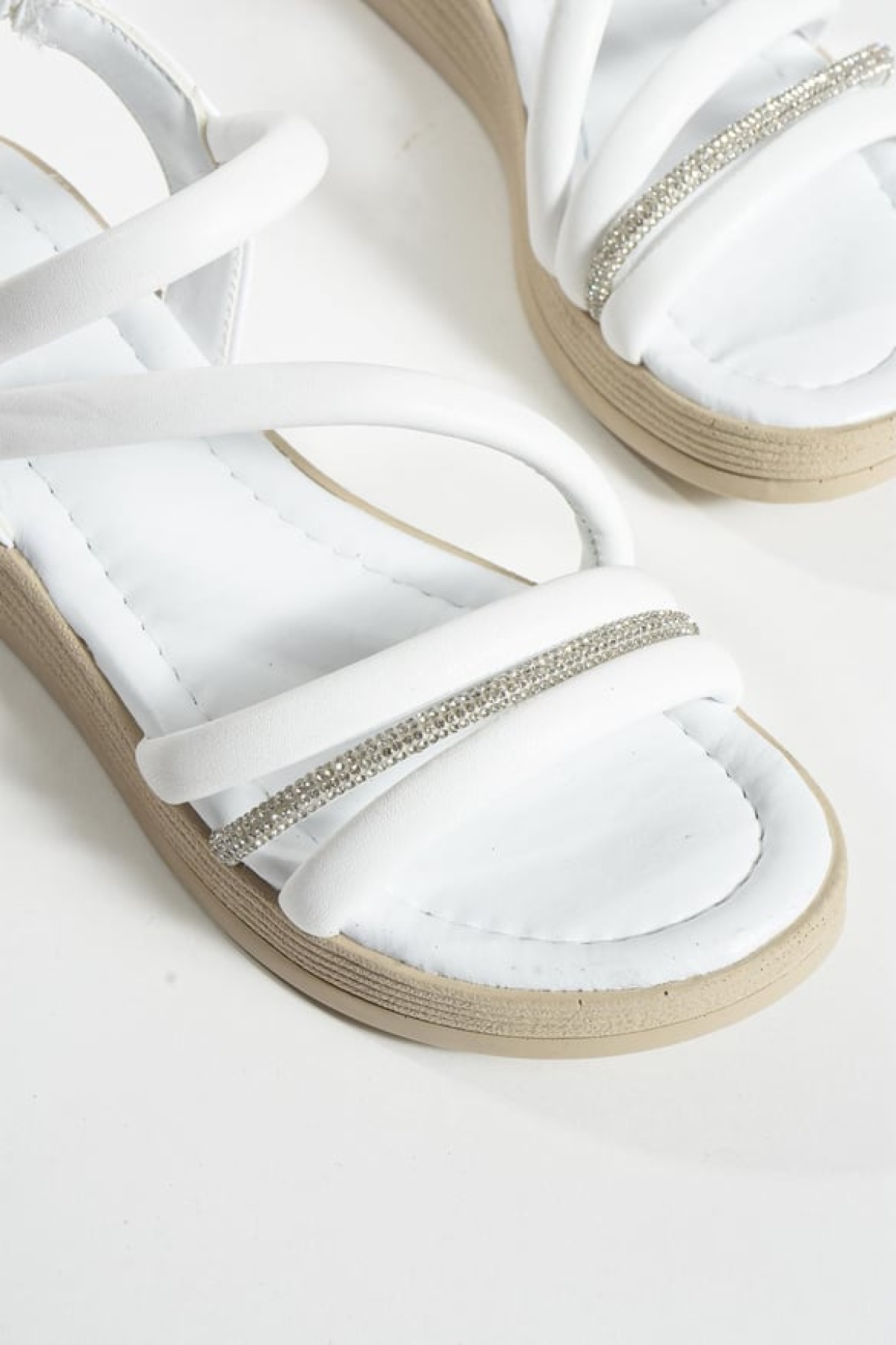 Tek Biye Taşlı Kadın Sandalet - Görsel 5