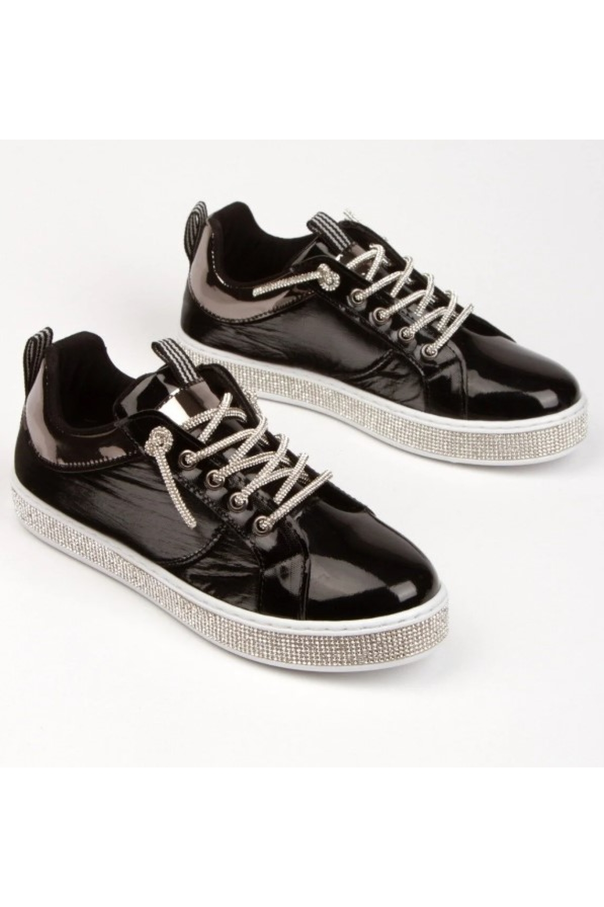 Tabanı Taş Şeritli Taşlı Bağcık Kadın Spor Ayakkabı - Görsel 4