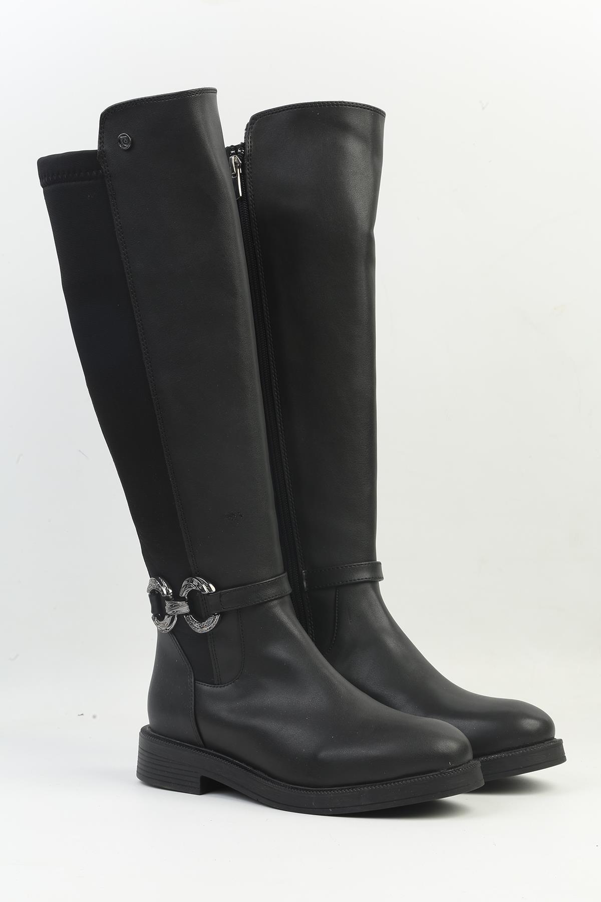 ® | PC-54121 - 3076 Siyah Cilt - Kadın Çizme - Görsel 3