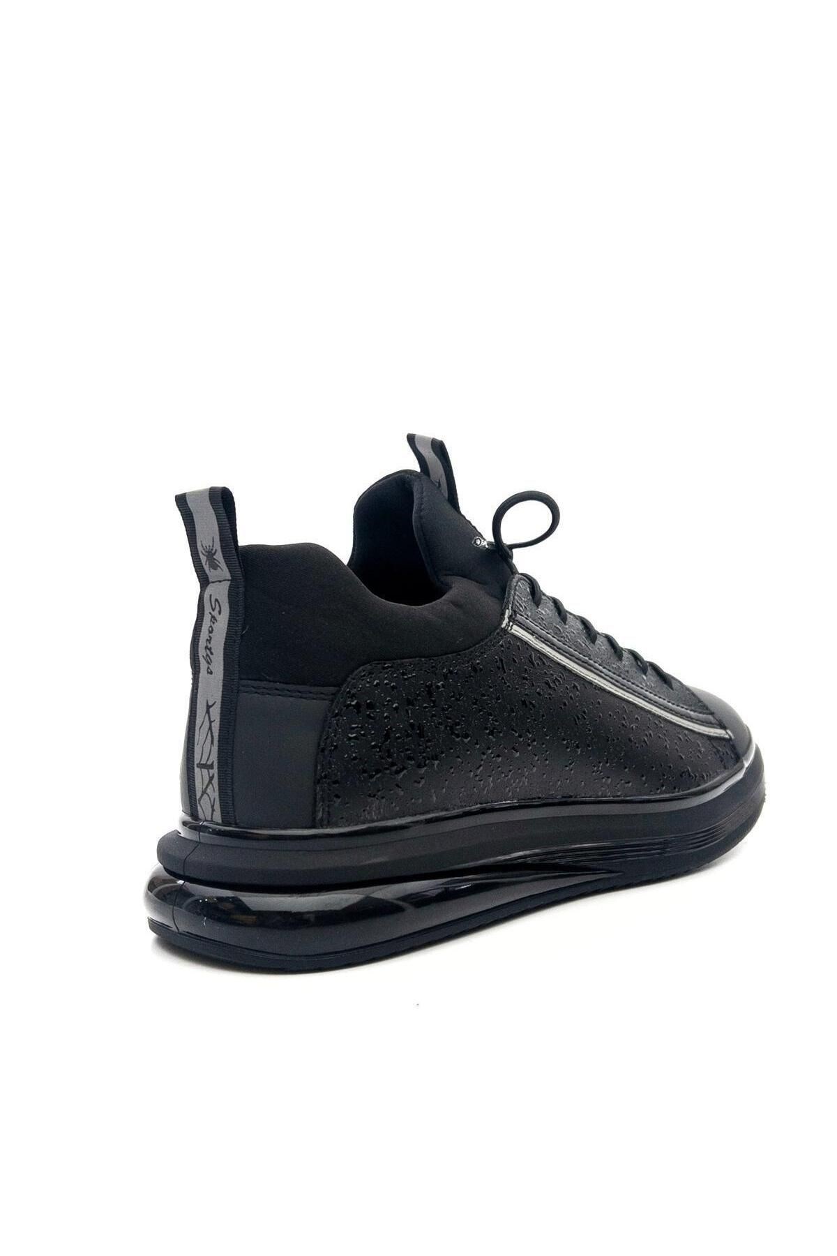 20009 Erkek Hakiki Deri Streç Baskılı Casual Ayakkabı - Görsel 4