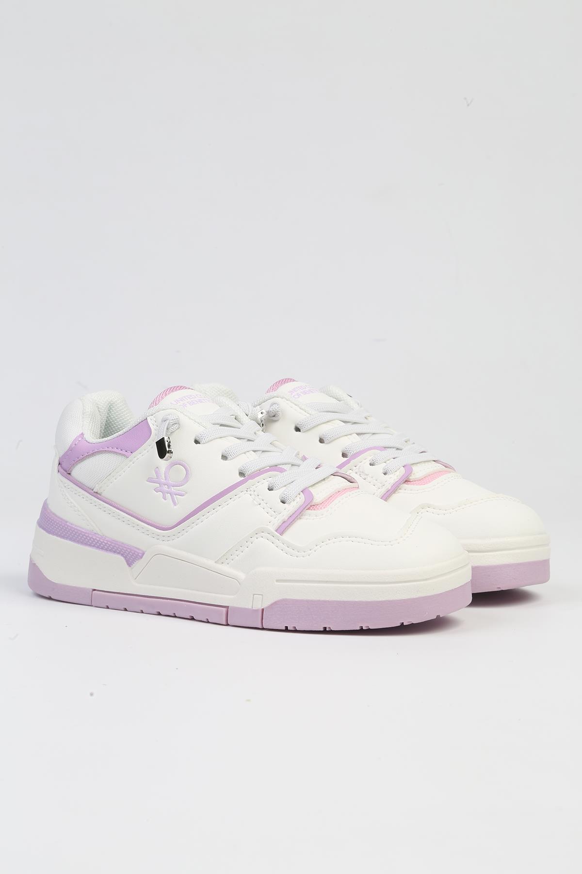 ® | BNI-10082 Beyaz Lila-İthal Kız Çocuk Spor Ayakkabı - Görsel 3