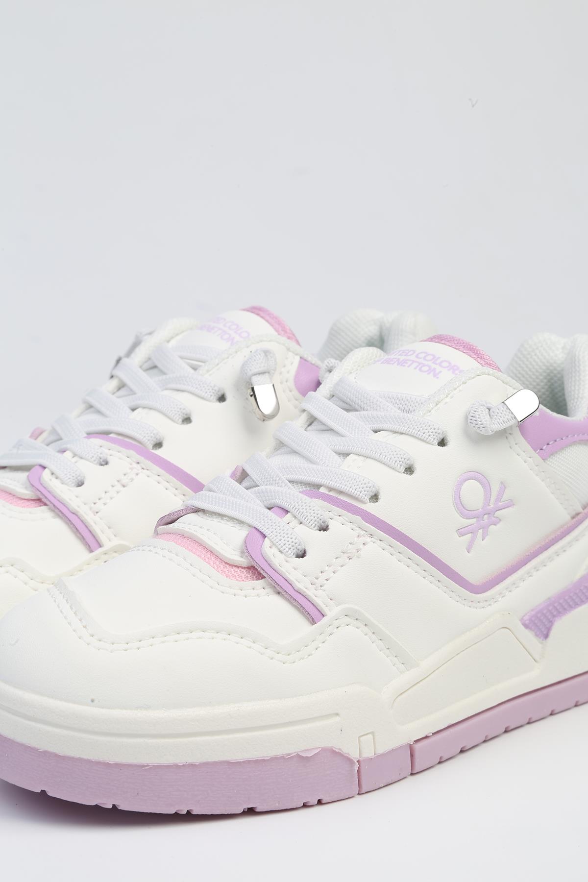 ® | BNI-10082 Beyaz Lila-İthal Kız Çocuk Spor Ayakkabı - Görsel 4