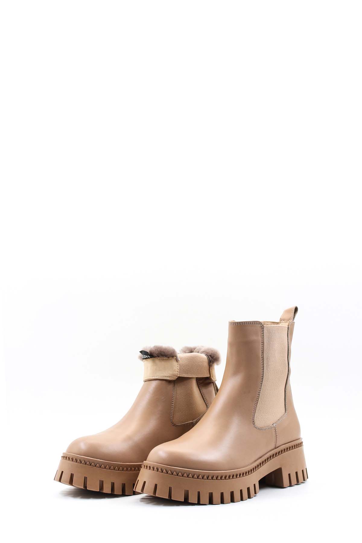 Hakiki Deri Kürklü Kadın Kalın Taban Bot 010KZA8473 - Görsel 6