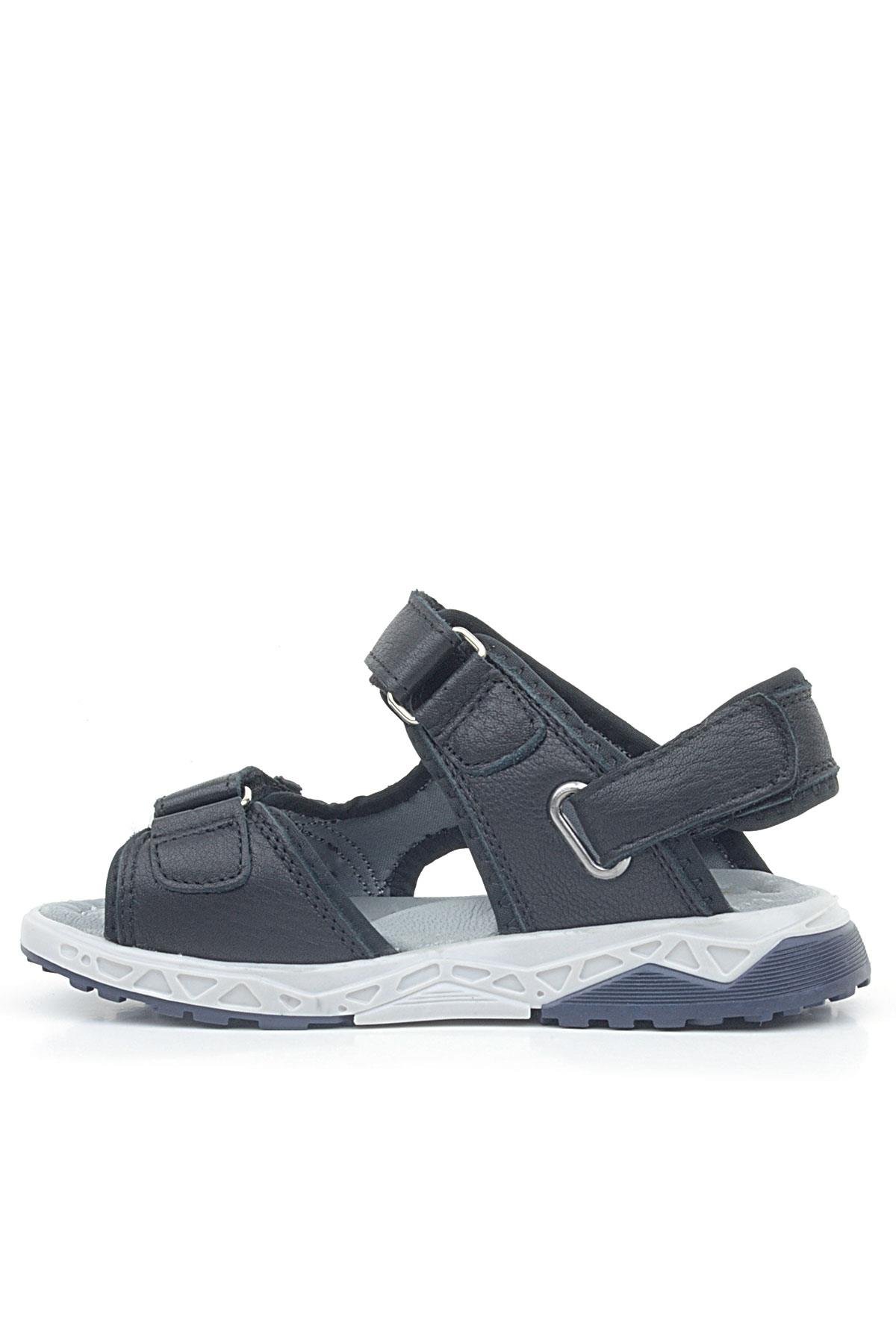 Hakiki Deri Siyah Cilt Rahat Tabanlı Cırtlı Çocuk Sandalet Ayakkabı - Görsel 5