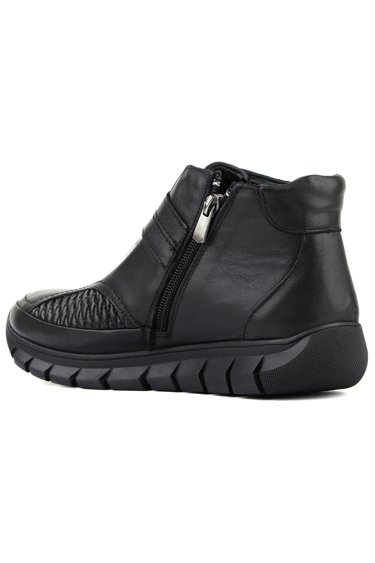 54336 Hakiki Deri Fermuarlı Kemik Kadın Bot - Görsel 6