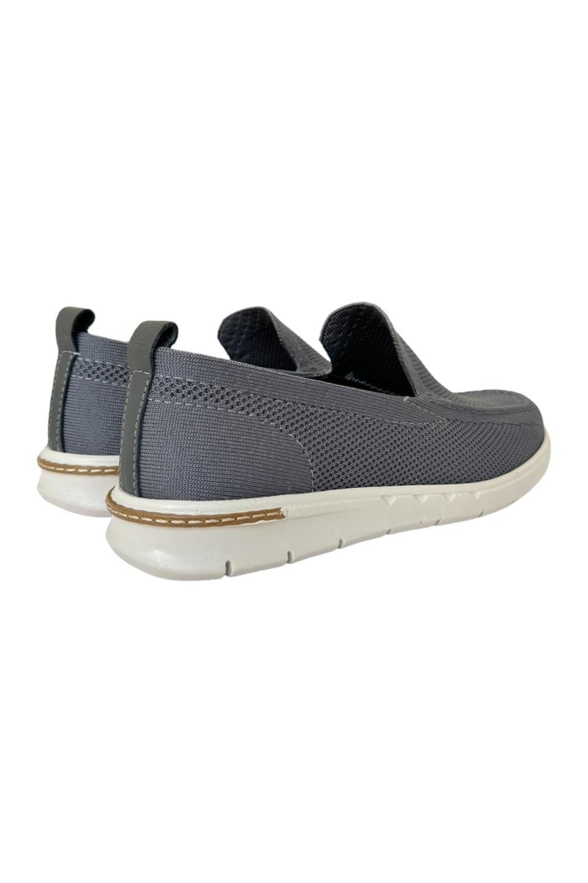 İçi Hakiki Deri Triko Stretch Fit Tasarımlı Erkek Günlük Ayakkabı FÜME - Görsel 4