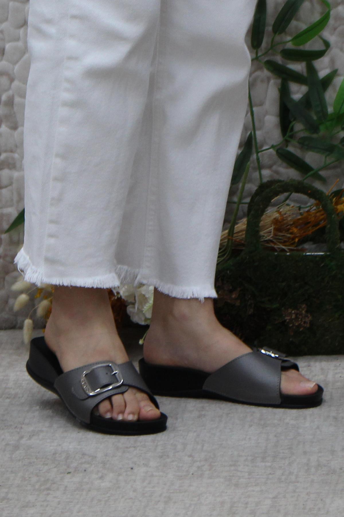 Ceyo Ceyo Sarı Oliva-8 Platin Rahat Ortapedik Kadın Terlik Sandalet & Terlik | Flo Sarı - 3. görsel