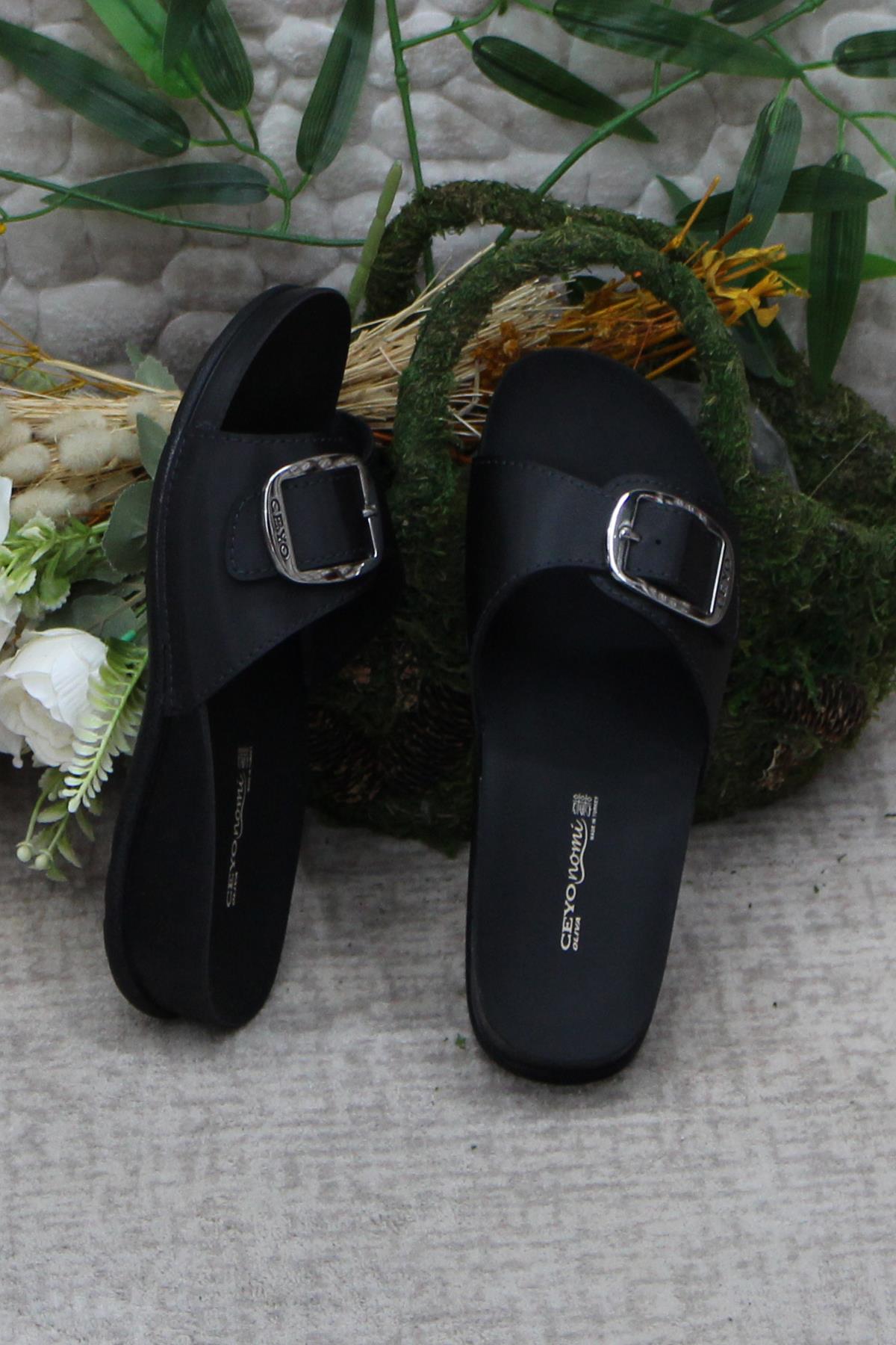 Ceyo Ceyo Oliva-8 Siyah Rahat Ortapedik Kadın Terlik Sandalet & Terlik | Flo Siyah - 6. görsel
