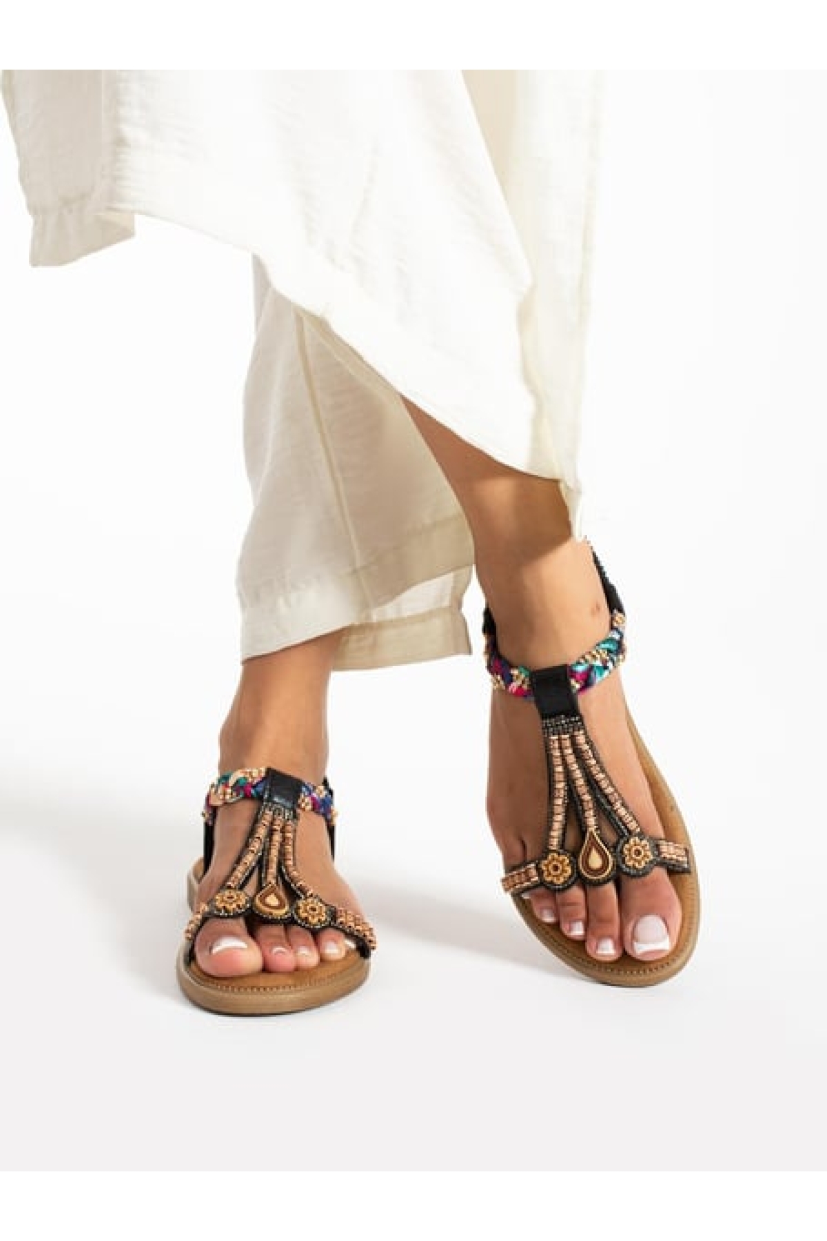 Düz Taban Fular Detaylı Kadın Sandalet - Görsel 3